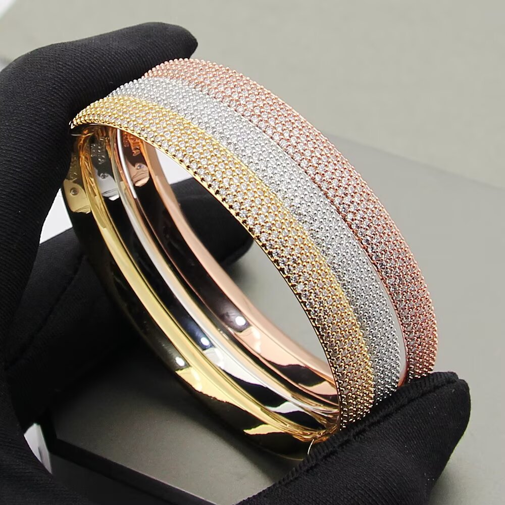 Messika Gatsby bracelet Yellow gold rose gold white gold with pave white diamonds 17cm