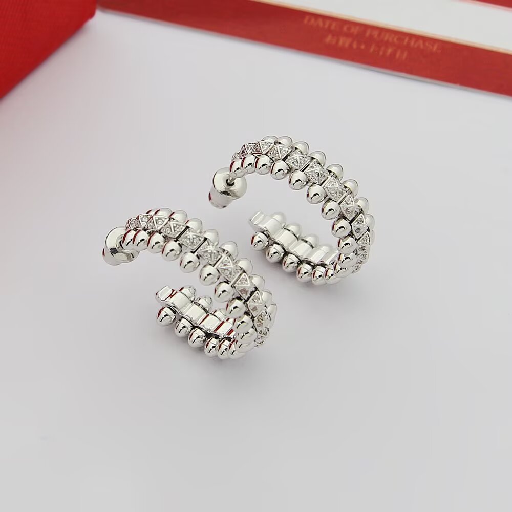 Cartier Clash de Cartier earrings Yellow gold with clear diamonds White gold with clear diamonds Rose gold with clear diamonds 15mm hoop diameter