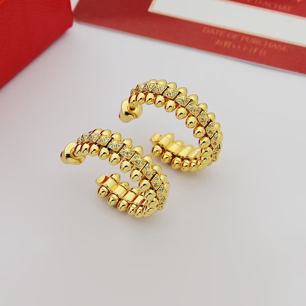 Cartier Clash de Cartier earrings Yellow gold with clear diamonds White gold with clear diamonds Rose gold with clear diamonds 15mm hoop diameter