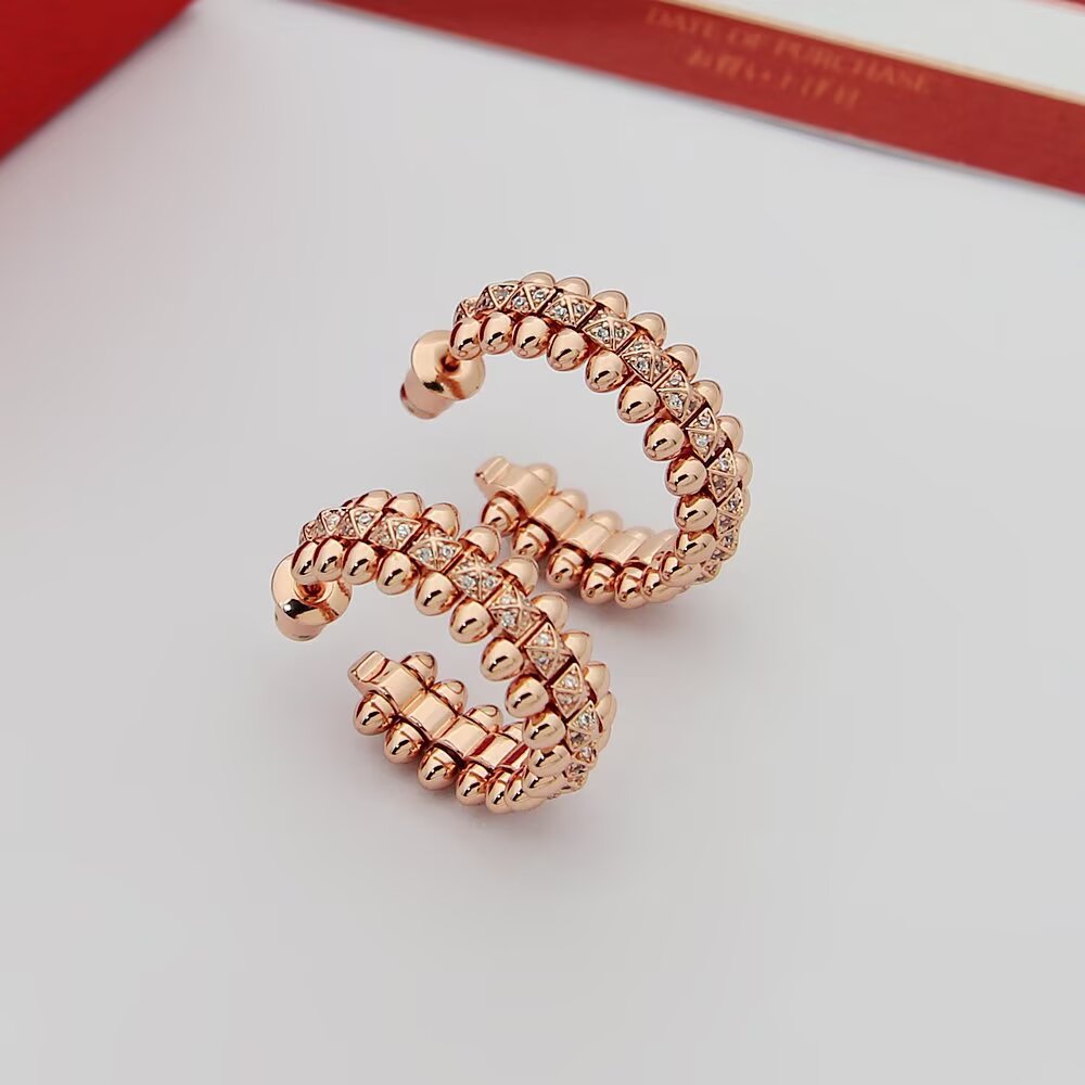 Cartier Clash de Cartier earrings Yellow gold with clear diamonds White gold with clear diamonds Rose gold with clear diamonds 15mm hoop diameter