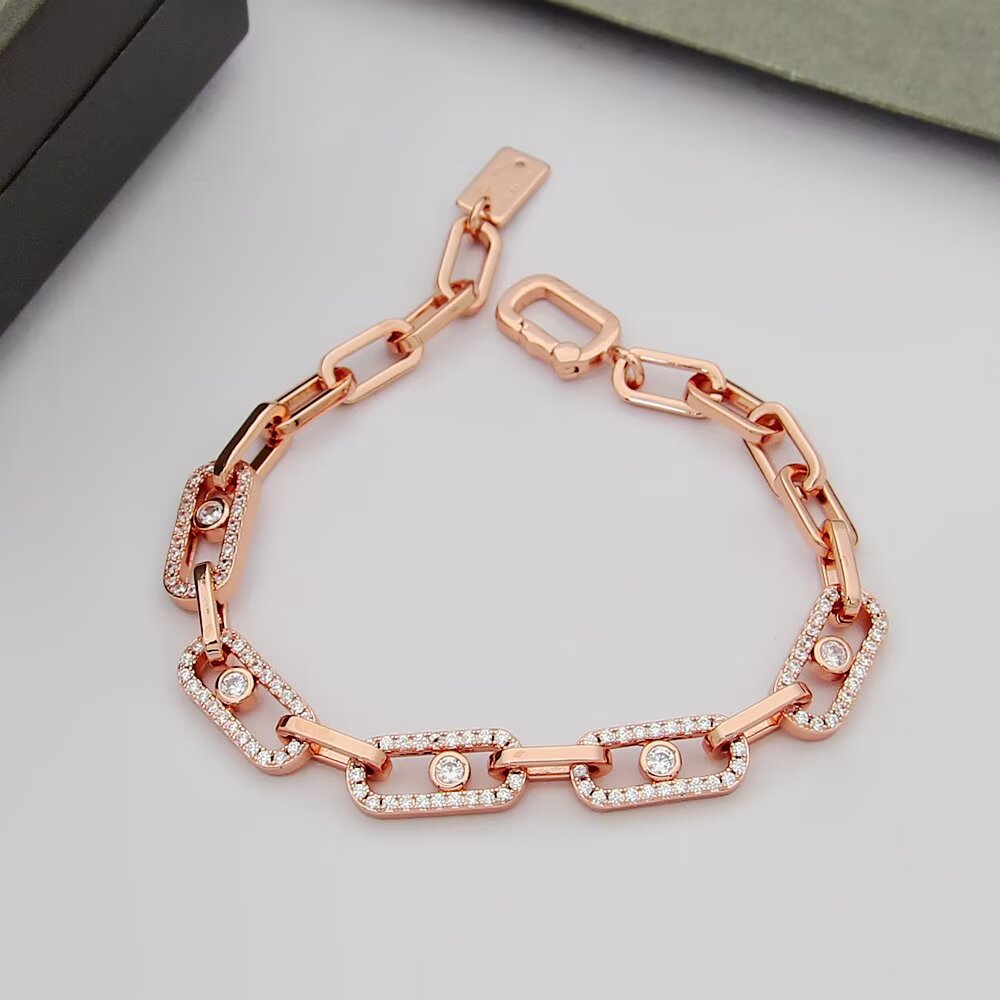 Messika Move Link bracelet 18k yellow gold 18k rose gold 18k white gold with clear diamonds 17cm