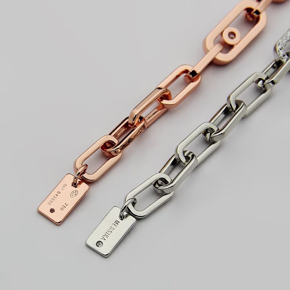 Messika Move Link bracelet 18k yellow gold 18k rose gold 18k white gold with clear diamonds 17cm