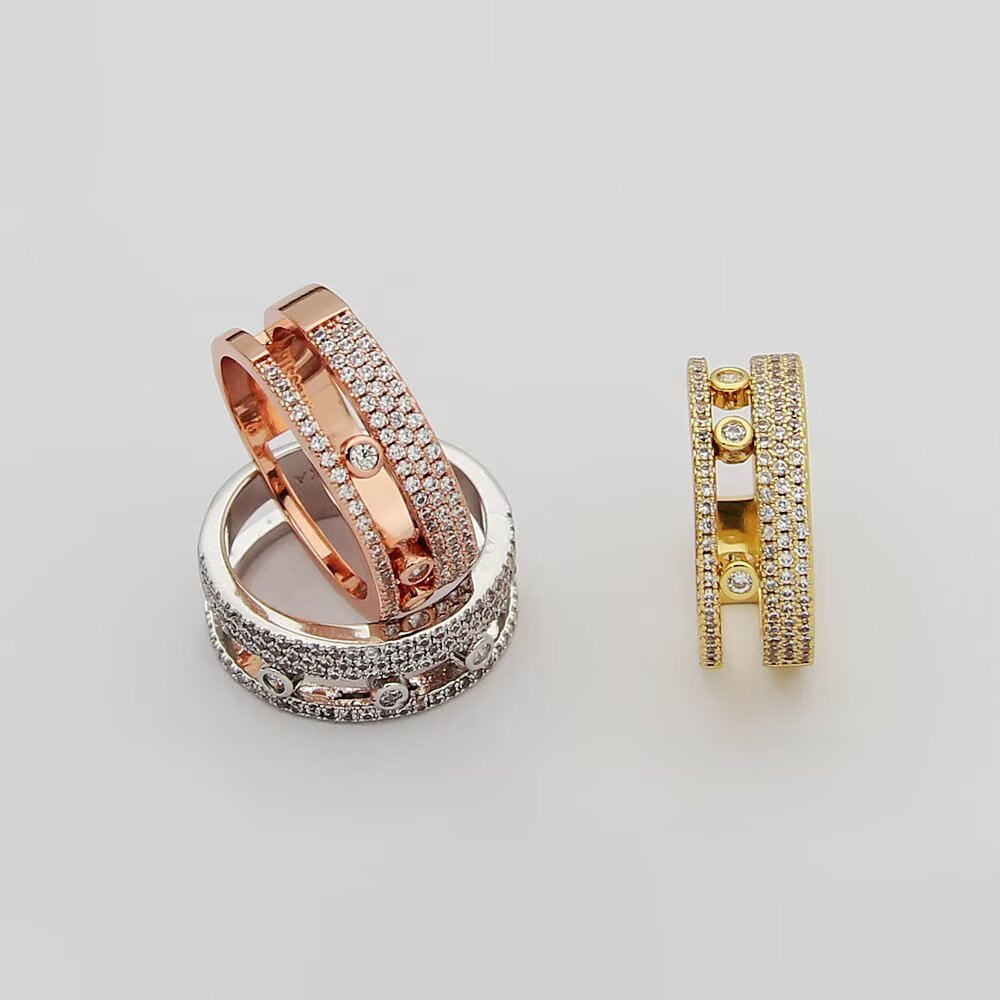Messika Move Romane ring silver-toned metal with clear diamonds rose gold-toned metal with clear diamonds yellow gold-toned metal with clear diamonds 6 7 8 9