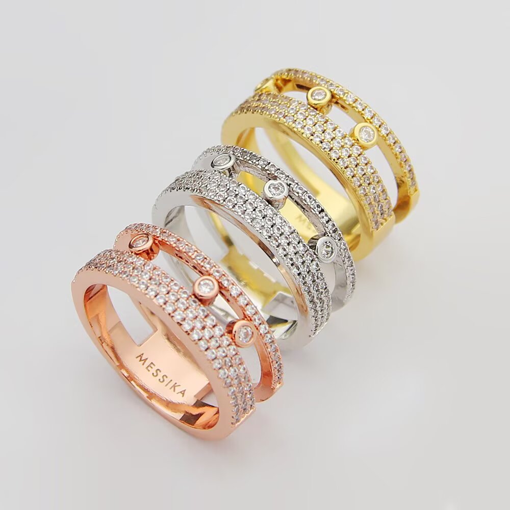 Messika Move Romane ring silver-toned metal with clear diamonds rose gold-toned metal with clear diamonds yellow gold-toned metal with clear diamonds 6 7 8 9