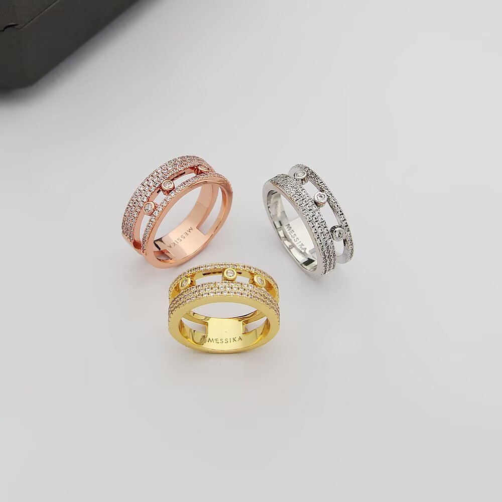 Messika Move Romane ring silver-toned metal with clear diamonds rose gold-toned metal with clear diamonds yellow gold-toned metal with clear diamonds 6 7 8 9