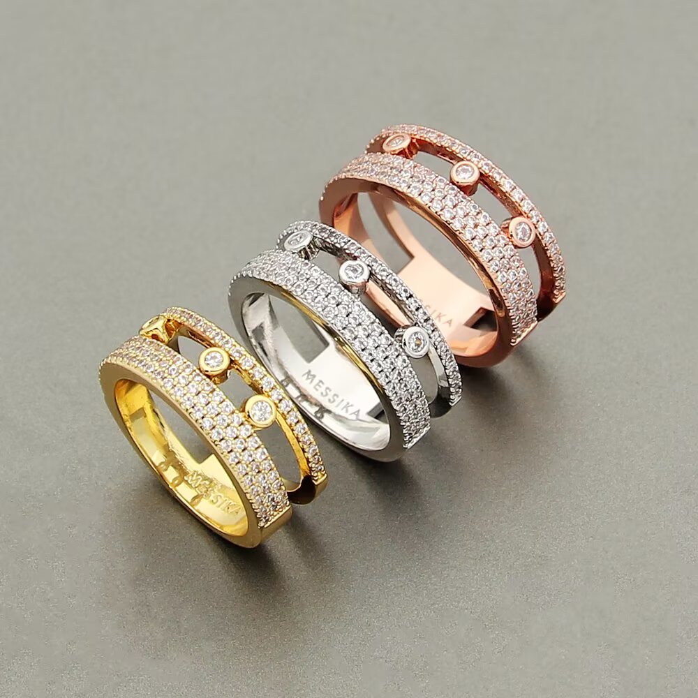Messika Move Romane ring silver-toned metal with clear diamonds rose gold-toned metal with clear diamonds yellow gold-toned metal with clear diamonds 6 7 8 9