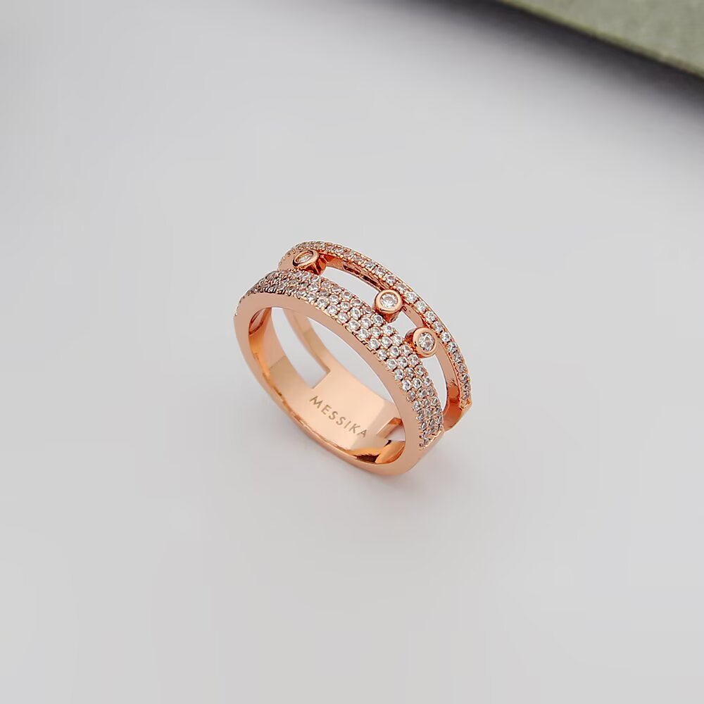 Messika Move Romane ring silver-toned metal with clear diamonds rose gold-toned metal with clear diamonds yellow gold-toned metal with clear diamonds 6 7 8 9