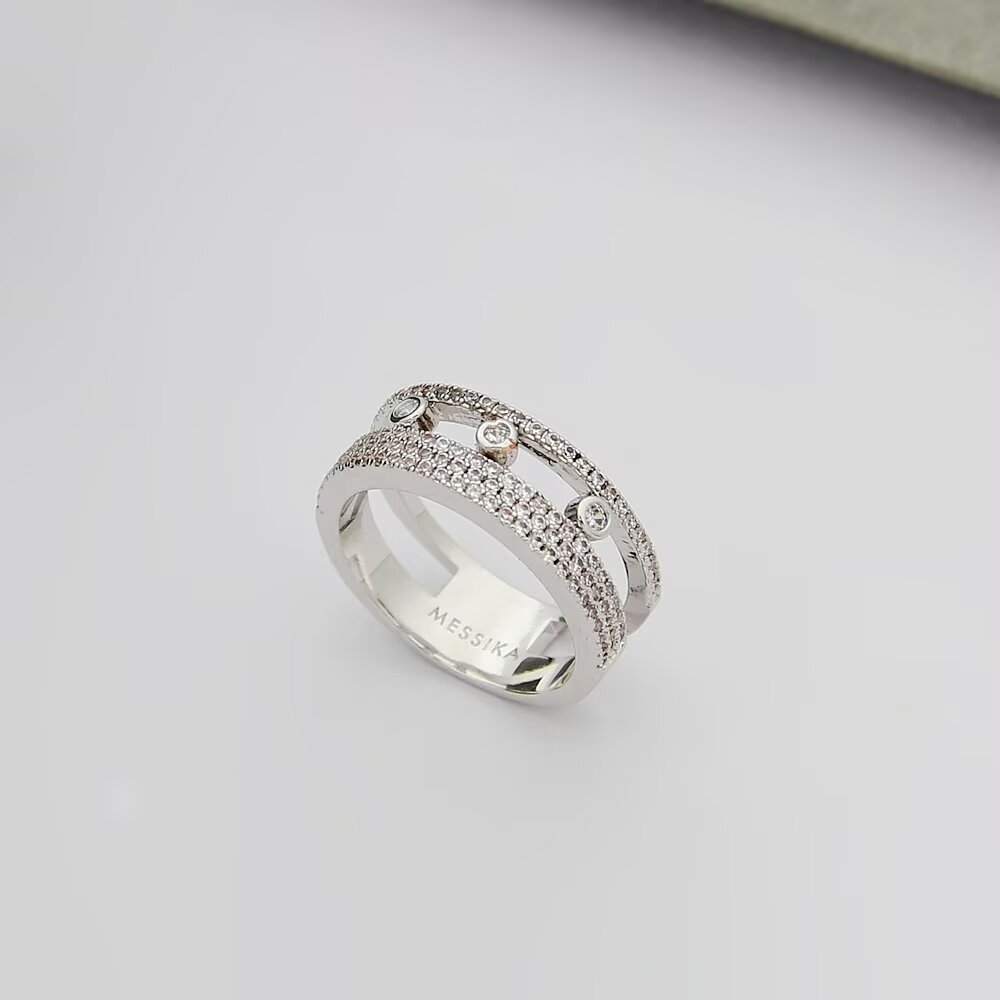Messika Move Romane ring silver-toned metal with clear diamonds rose gold-toned metal with clear diamonds yellow gold-toned metal with clear diamonds 6 7 8 9