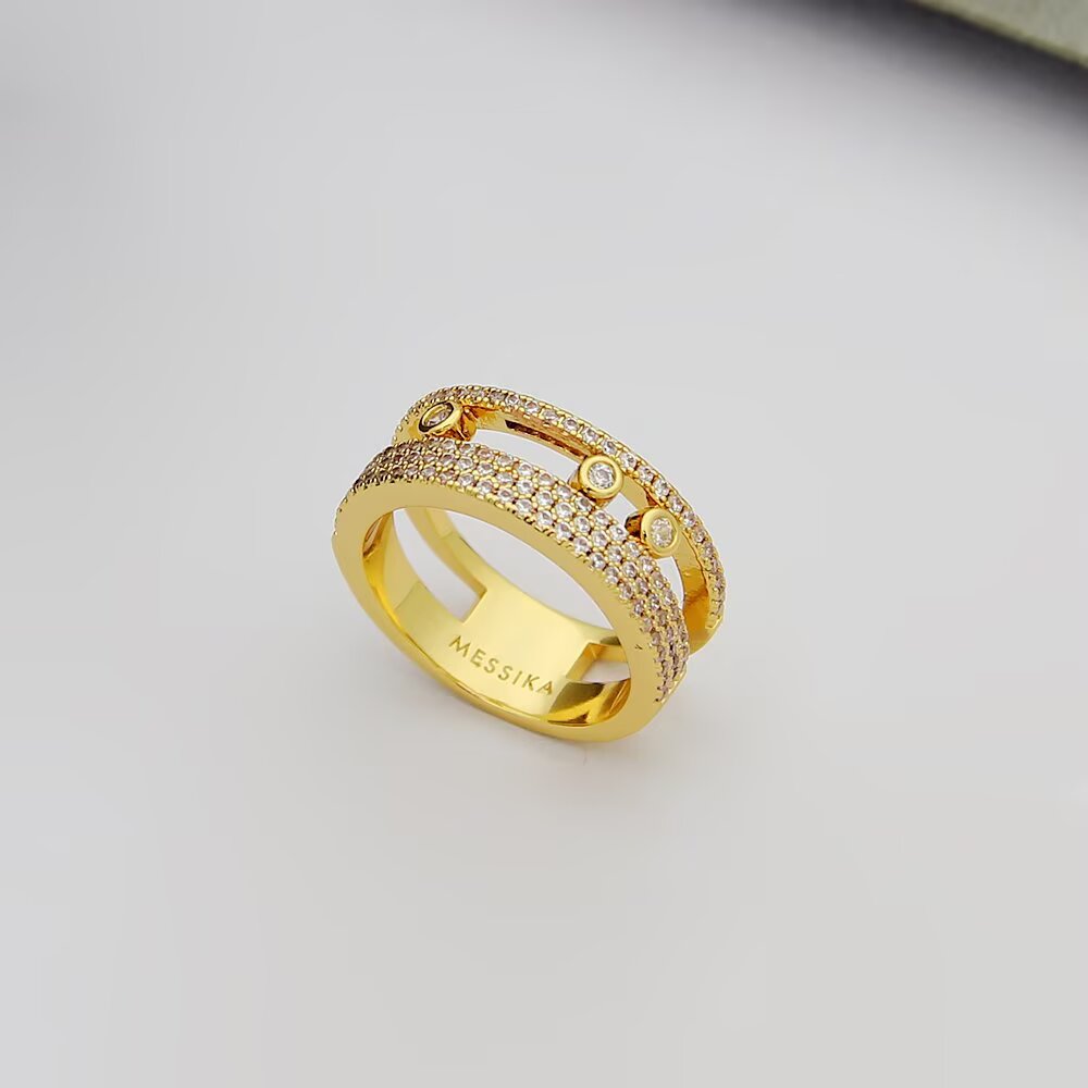 Messika Move Romane ring silver-toned metal with clear diamonds rose gold-toned metal with clear diamonds yellow gold-toned metal with clear diamonds 6 7 8 9