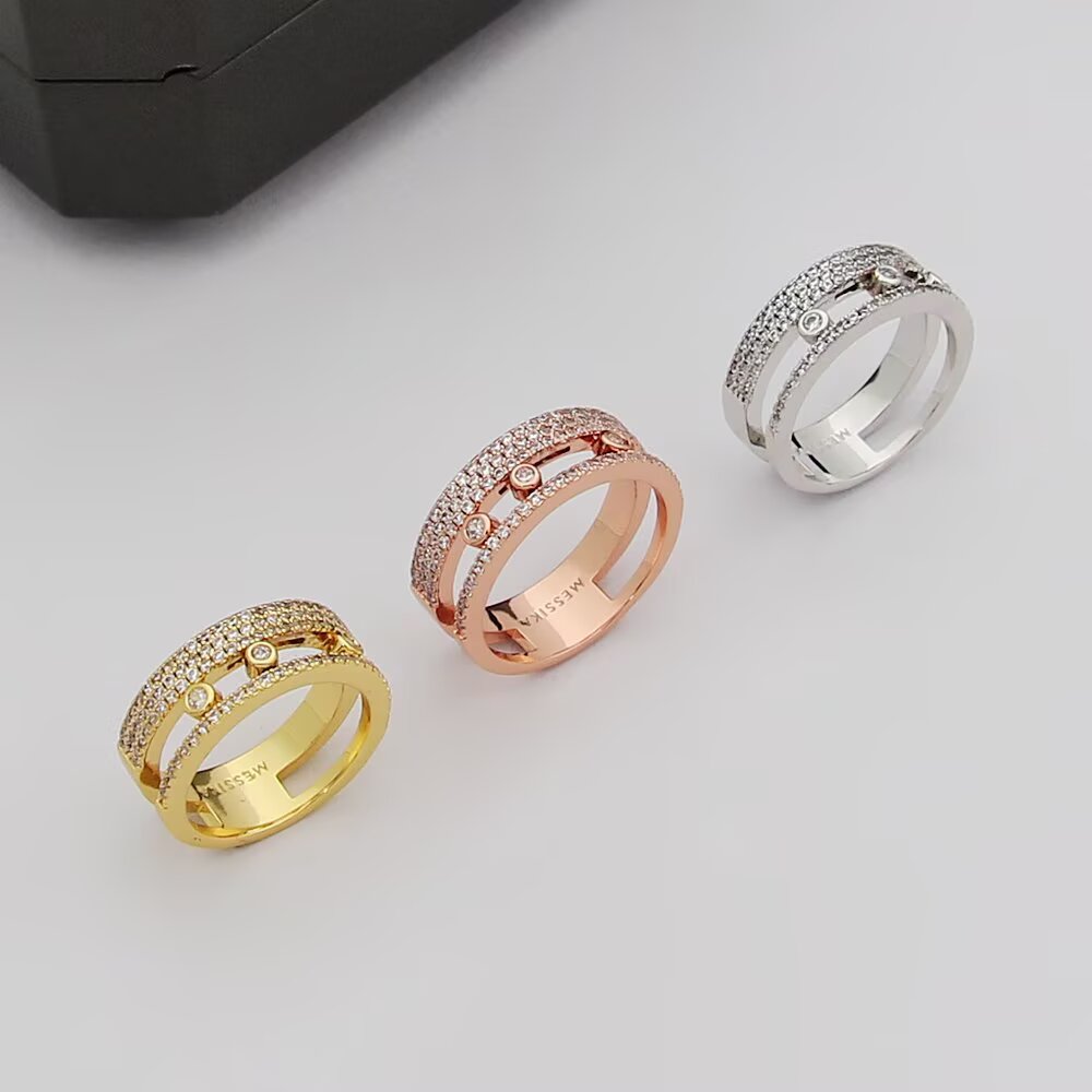 Messika Move Romane ring silver-toned metal with clear diamonds rose gold-toned metal with clear diamonds yellow gold-toned metal with clear diamonds 6 7 8 9