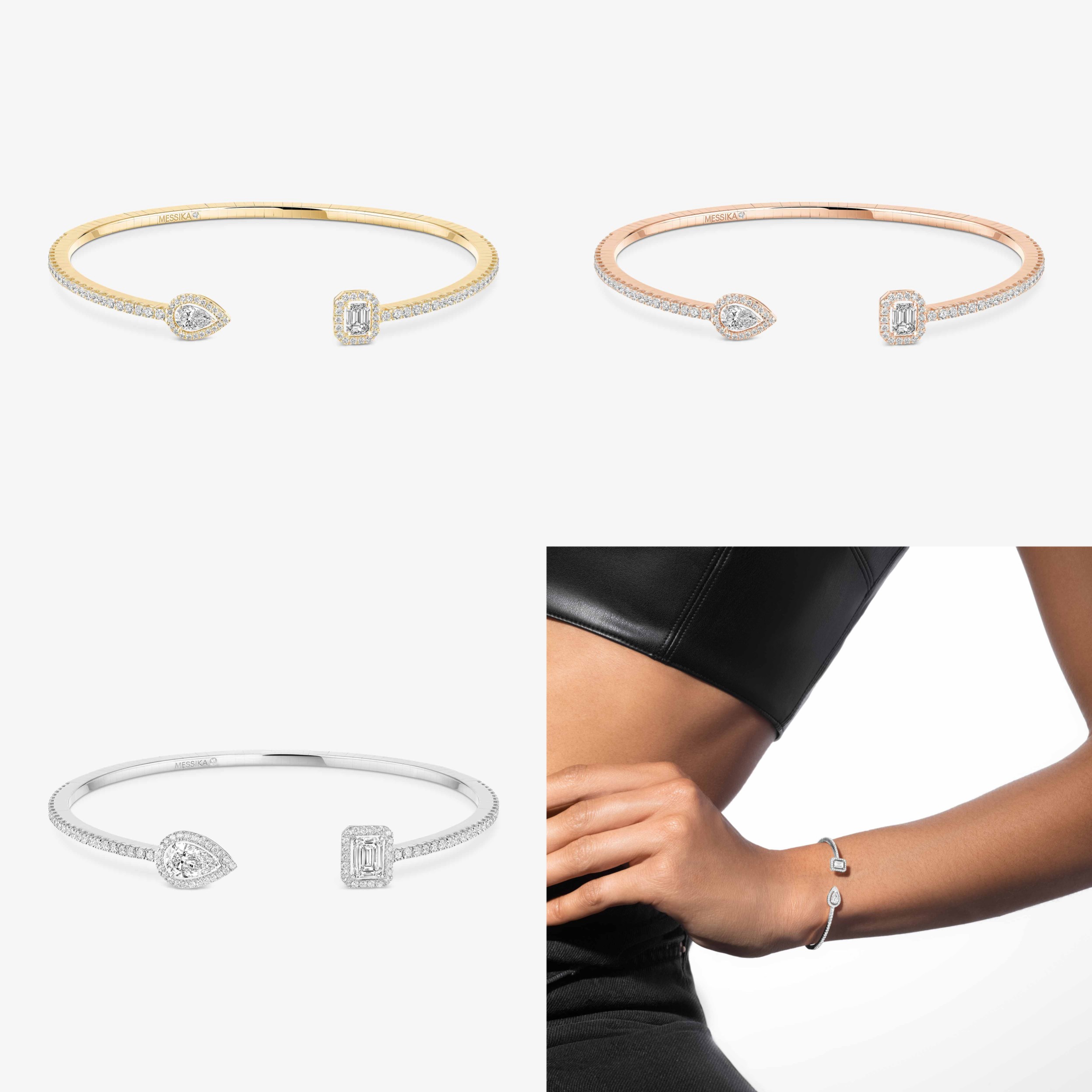 Messika My Twin bracelet Yellow gold rose gold white gold with clear diamond simulants 17cm