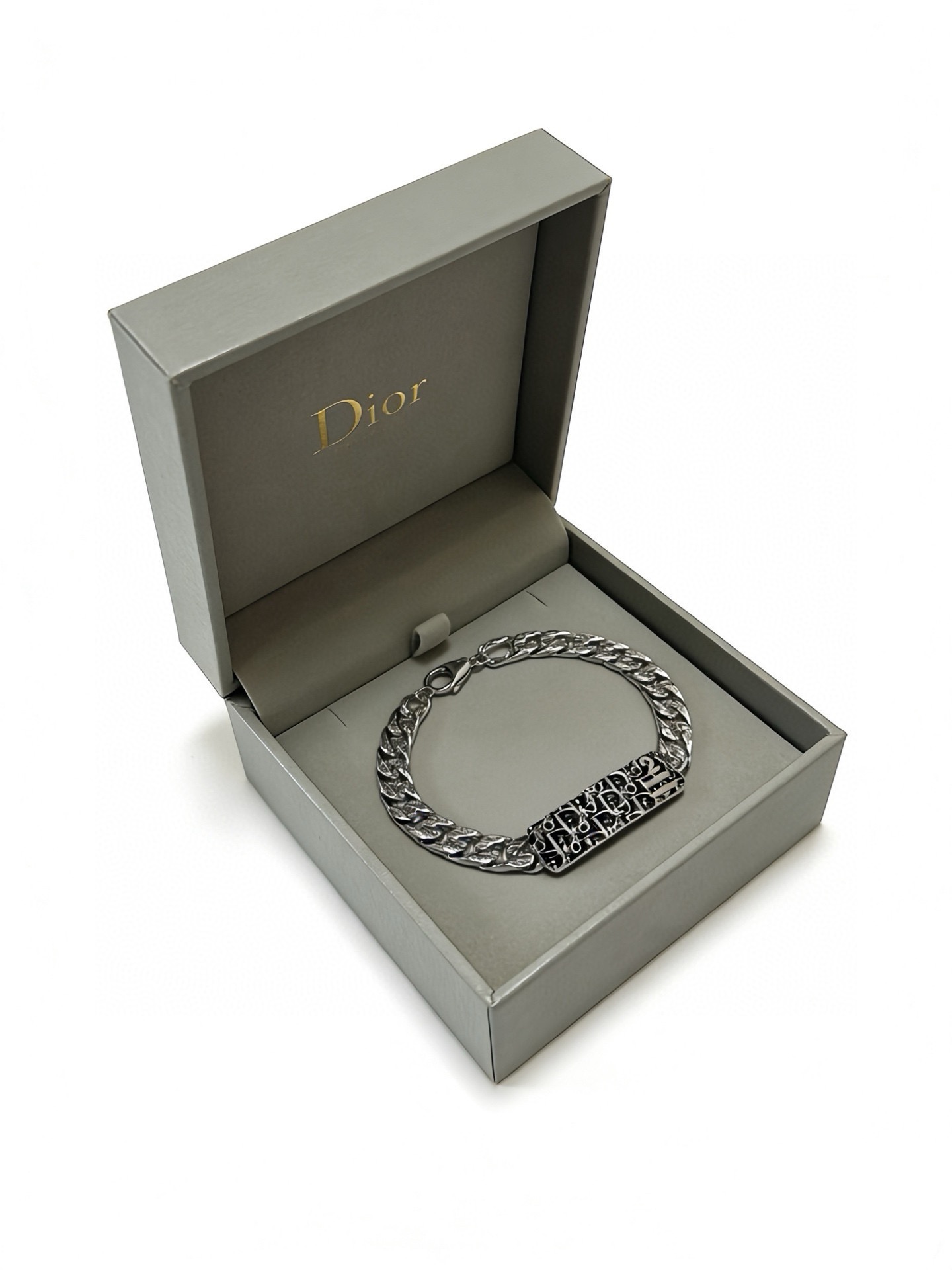 Dior Dior Oblique Monogram ID Chain Bracelet bracelet Silver-tone metal with black enamel detailing 21cm