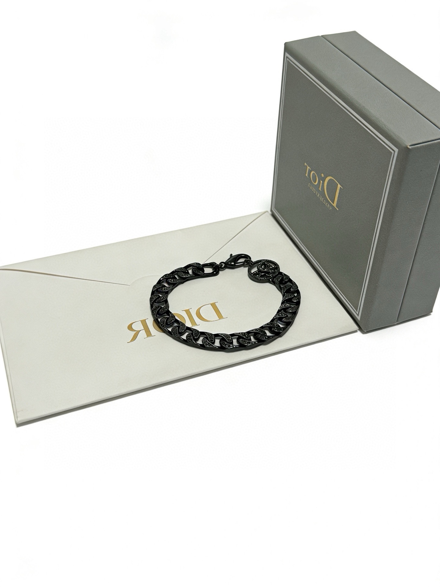 Dior CD Icon Crystal Curb Chain Bracelet bracelet Black ruthenium-finish metal with black crystal accents 21cm