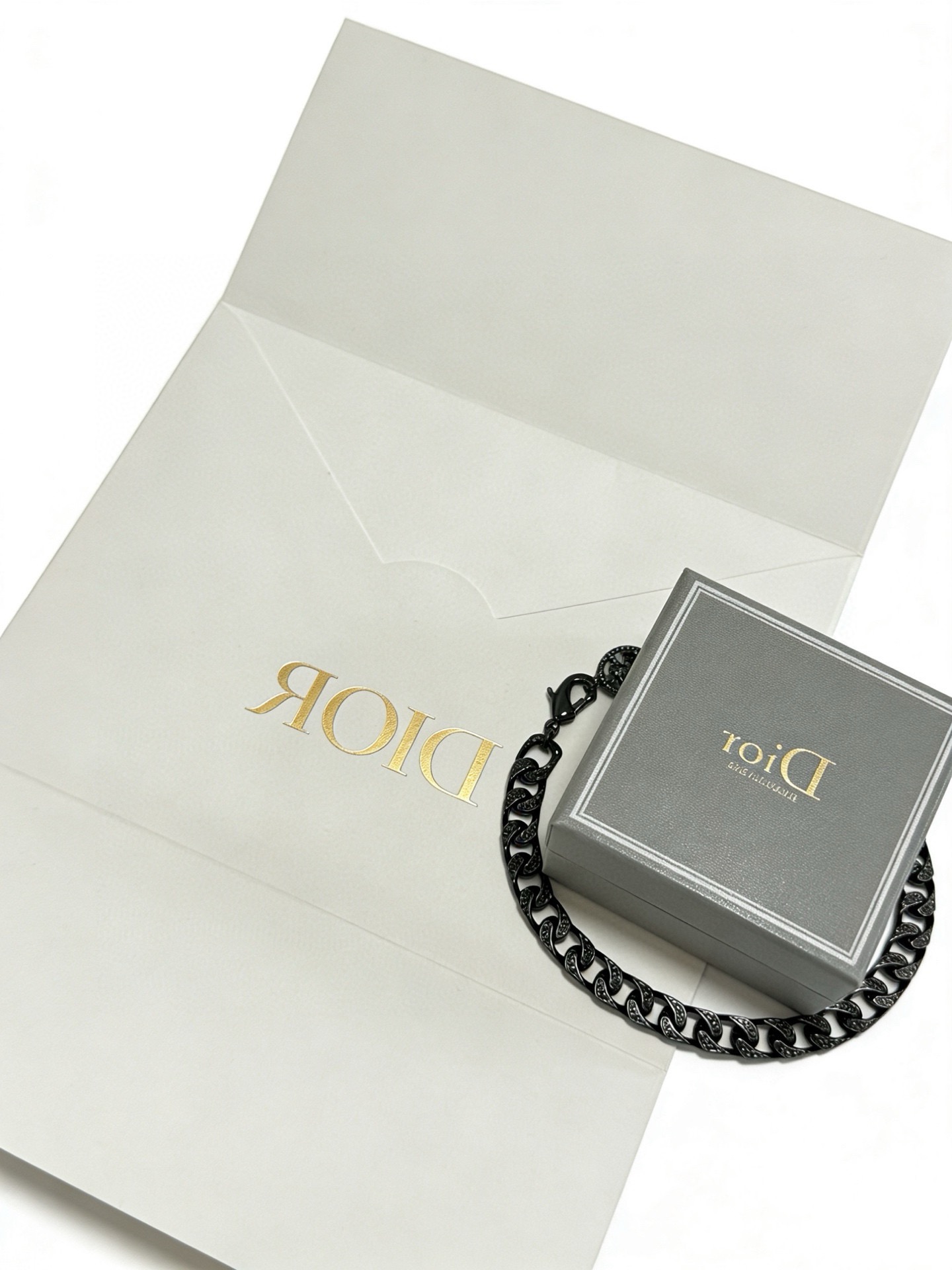 Dior CD Icon Crystal Curb Chain Bracelet bracelet Black ruthenium-finish metal with black crystal accents 21cm