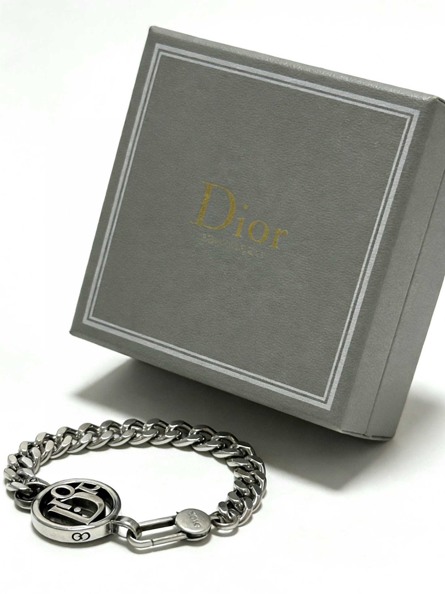 Dior Dior Oblique Logo Curb Chain Bracelet bracelet Gunmetal silver-toned metal no accent stones 21cm