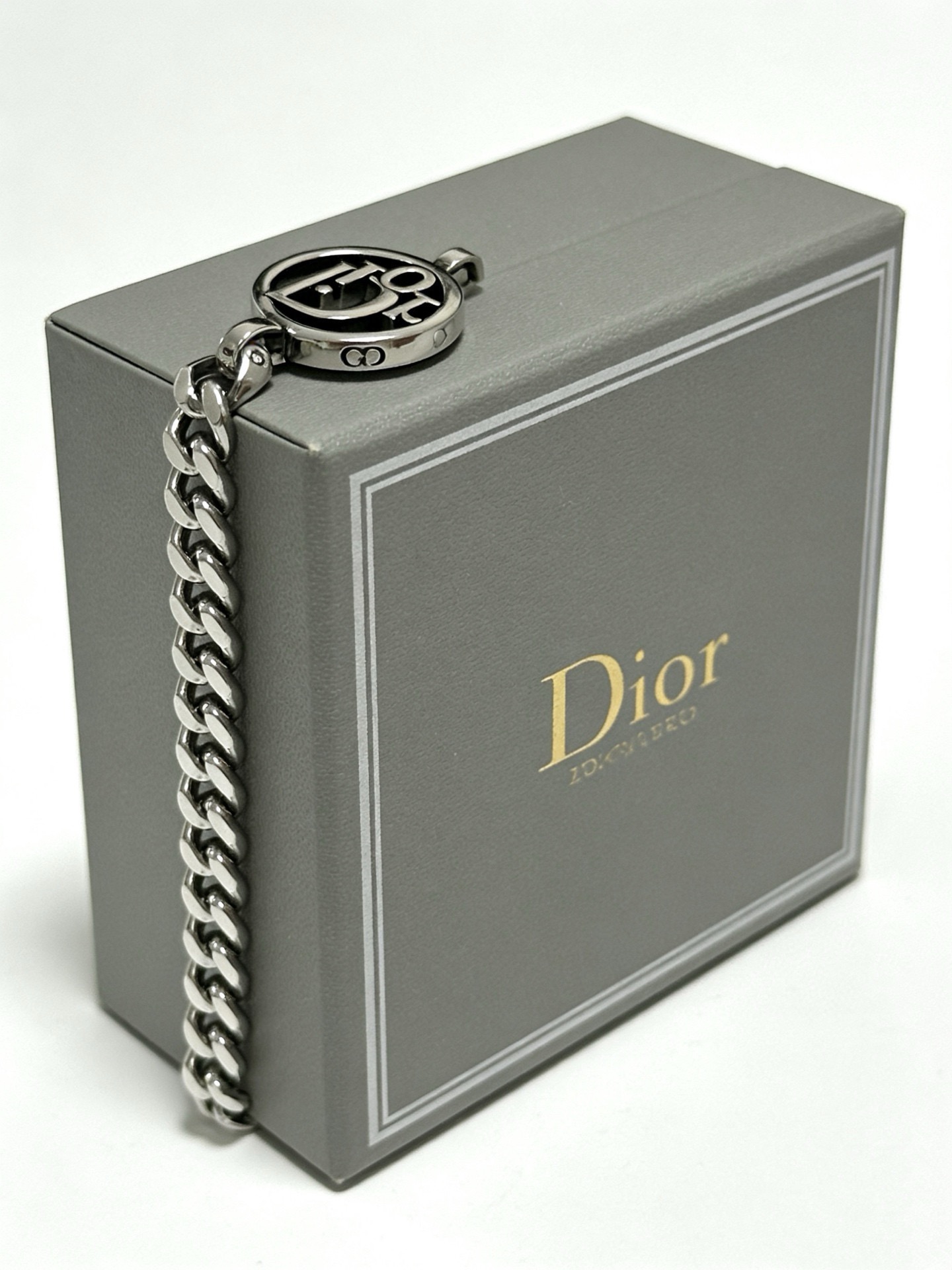 Dior Dior Oblique Logo Curb Chain Bracelet bracelet Gunmetal silver-toned metal no accent stones 21cm