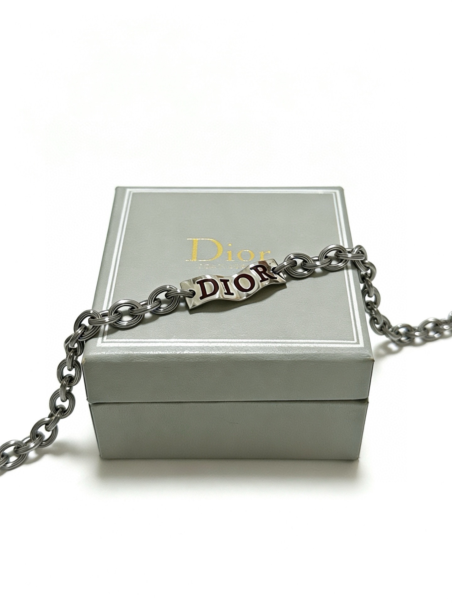 Dior Dior Logo Chain Bracelet bracelet Gunmetal silver-toned metal with dark brown enamel logo detailing 19cm