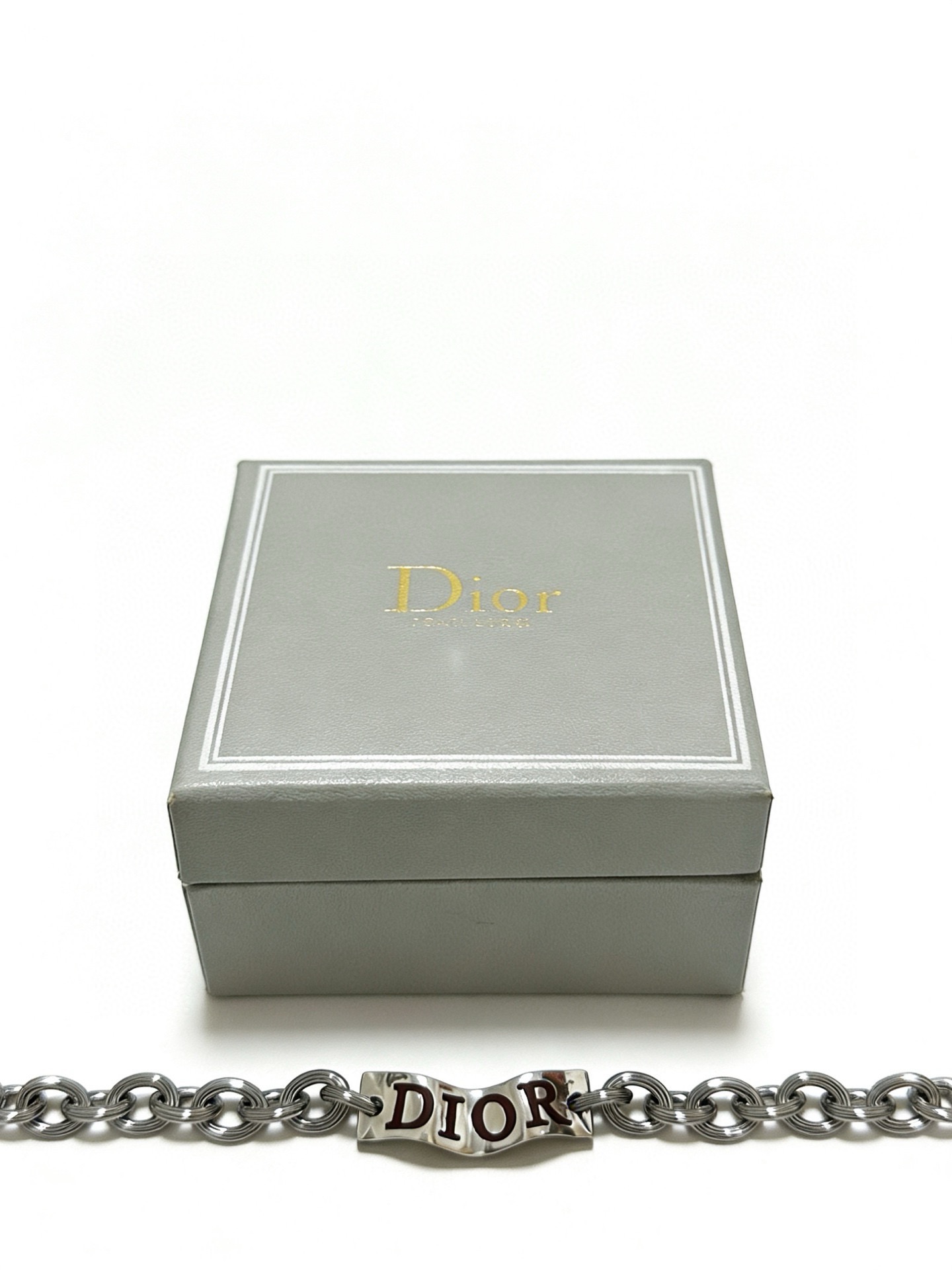Dior Dior Logo Chain Bracelet bracelet Gunmetal silver-toned metal with dark brown enamel logo detailing 19cm