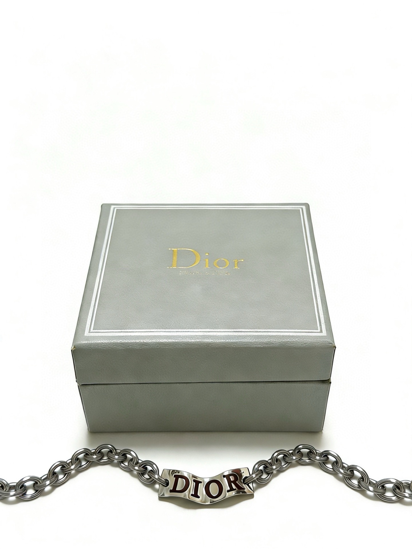 Dior Dior Logo Chain Bracelet bracelet Gunmetal silver-toned metal with dark brown enamel logo detailing 19cm