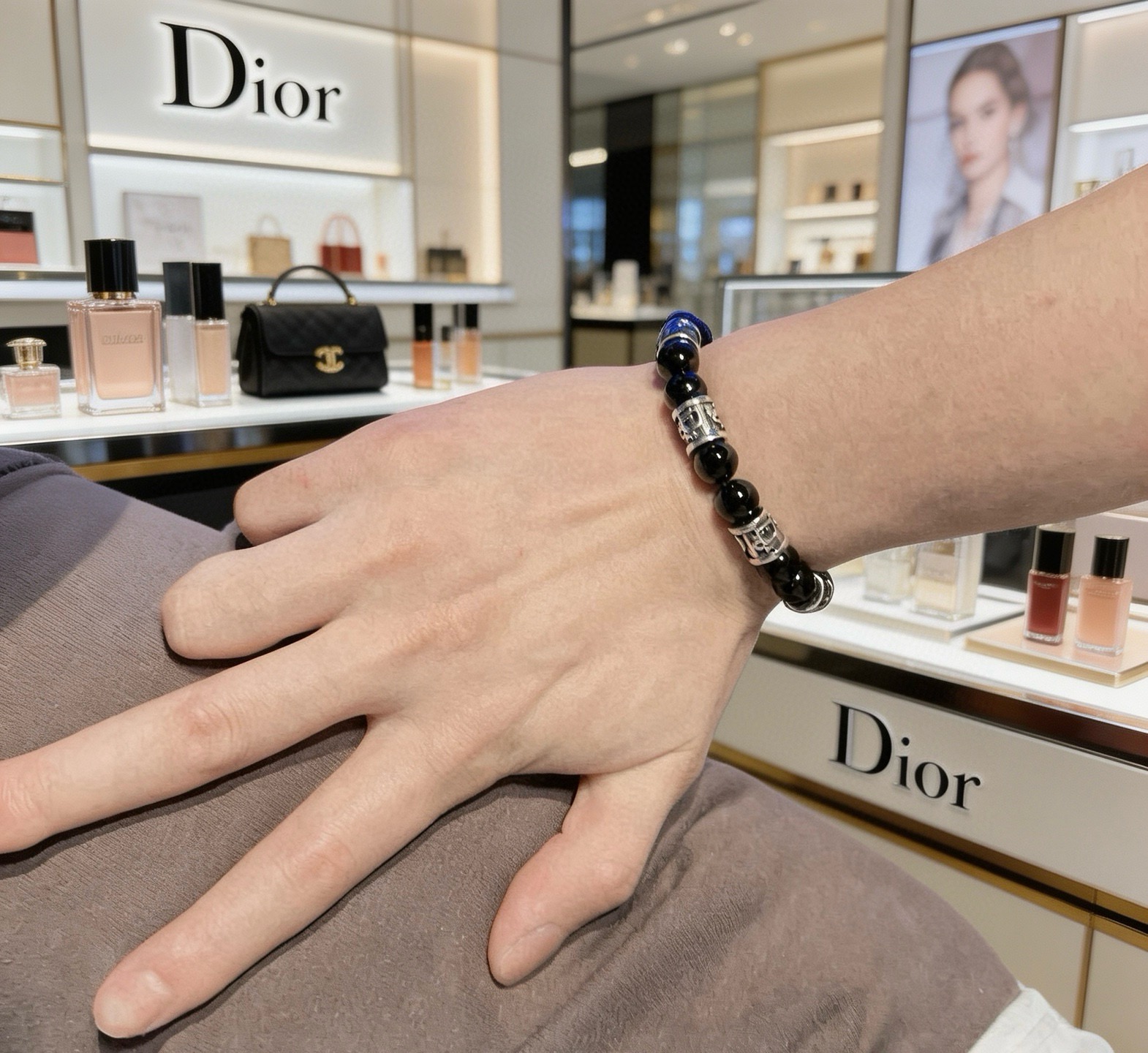 Dior Oblique Beaded Bracelet bracelet Silver-tone metal with black onyx beads 19cm