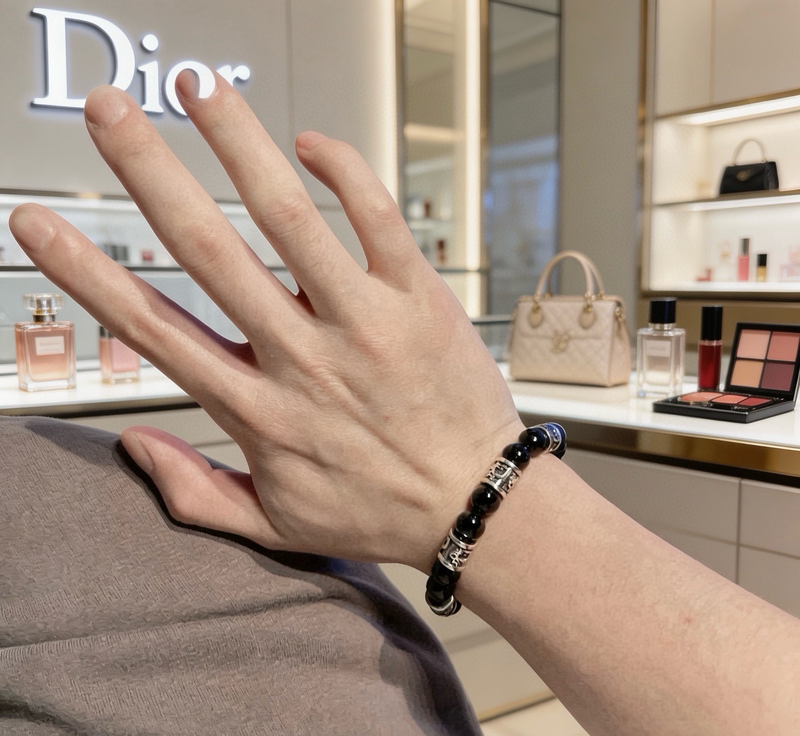 Dior Oblique Beaded Bracelet bracelet Silver-tone metal with black onyx beads 19cm