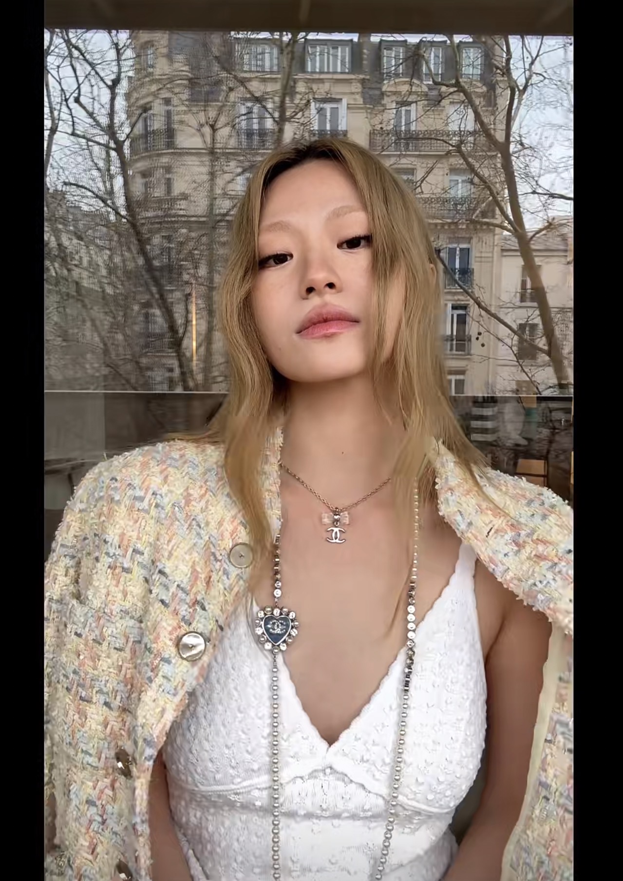 Chanel 2025 C necklace silver blue 80cm 5cm