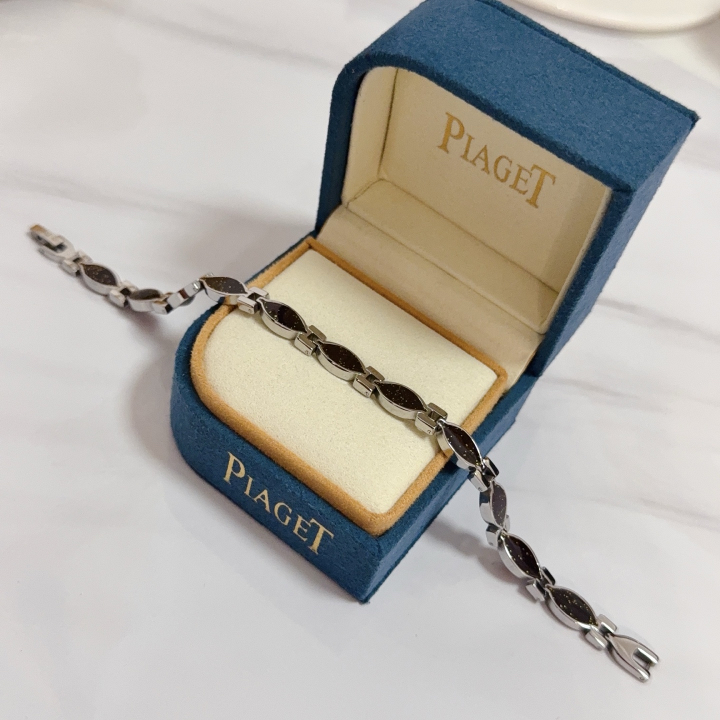 Piaget Marquise Link Bracelet bracelet Silver-toned metal with black gold-flecked inlay accented with red and white decorative elements 19cm