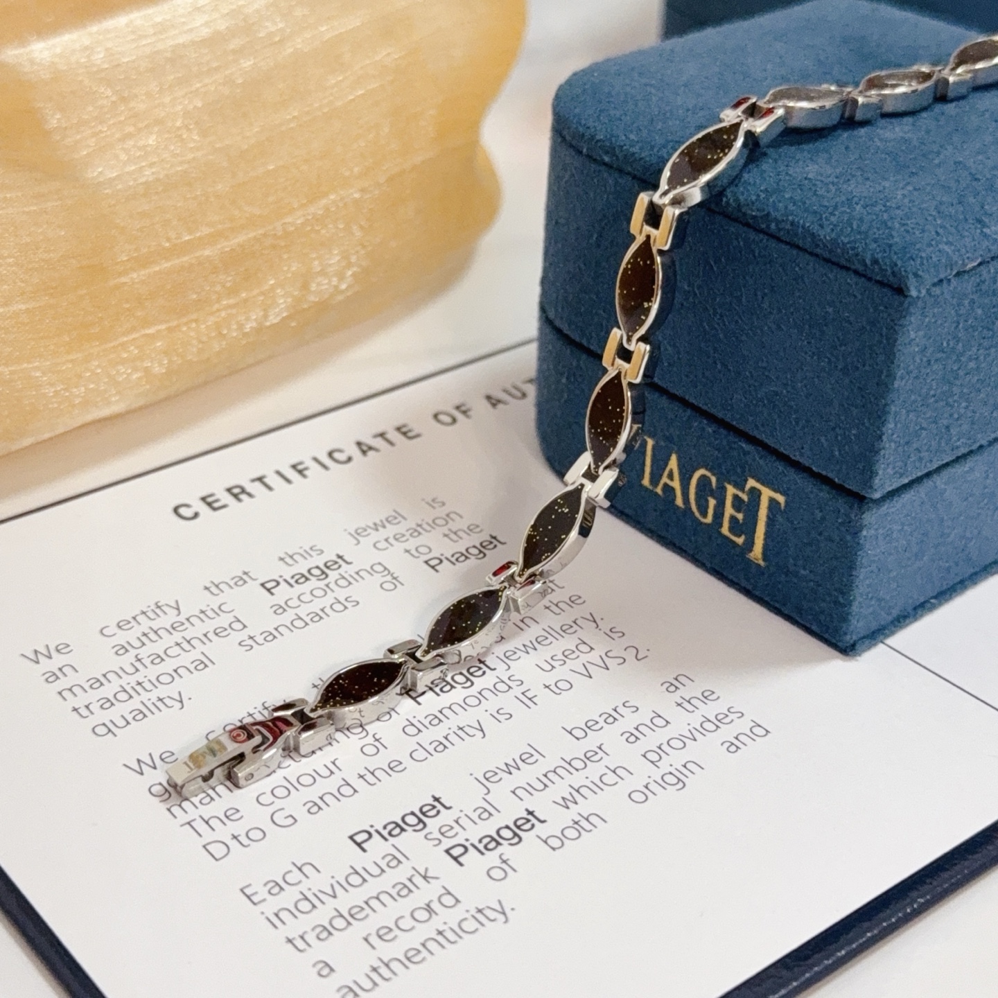 Piaget Marquise Link Bracelet bracelet Silver-toned metal with black gold-flecked inlay accented with red and white decorative elements 19cm