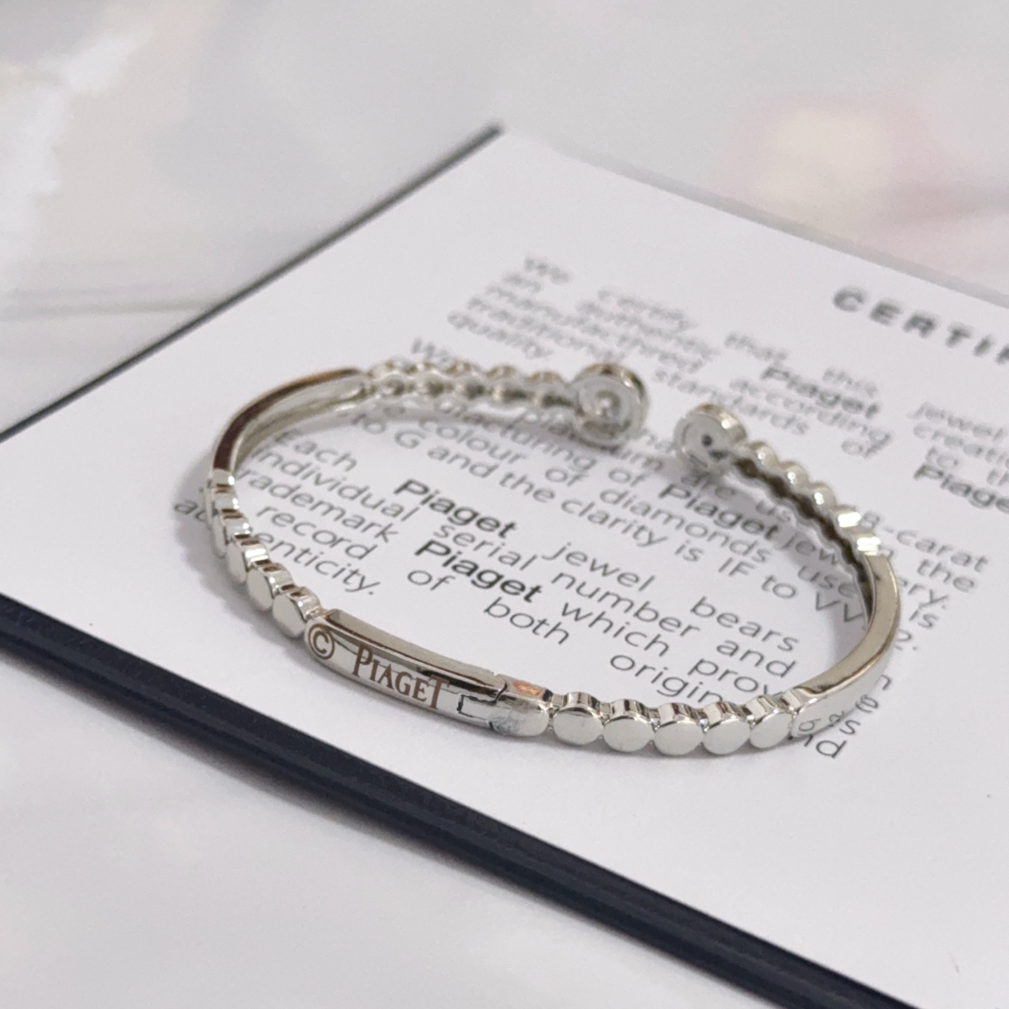 Piaget Possession bracelet silver-toned white gold with black onyx and clear diamond accents 16cm