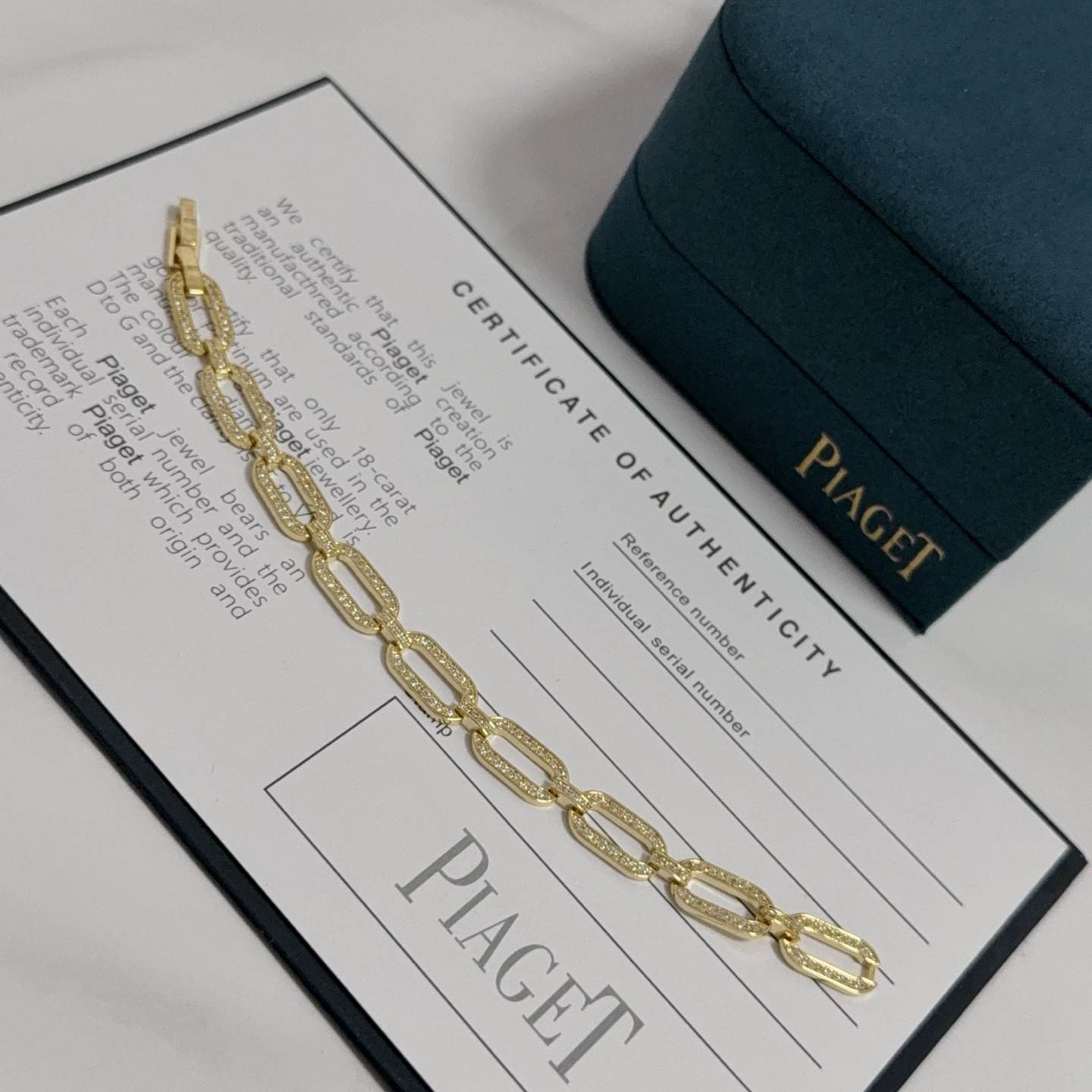 Piaget Possession Paperclip Chain Bracelet bracelet 18k yellow gold with pave set clear diamonds 17cm
