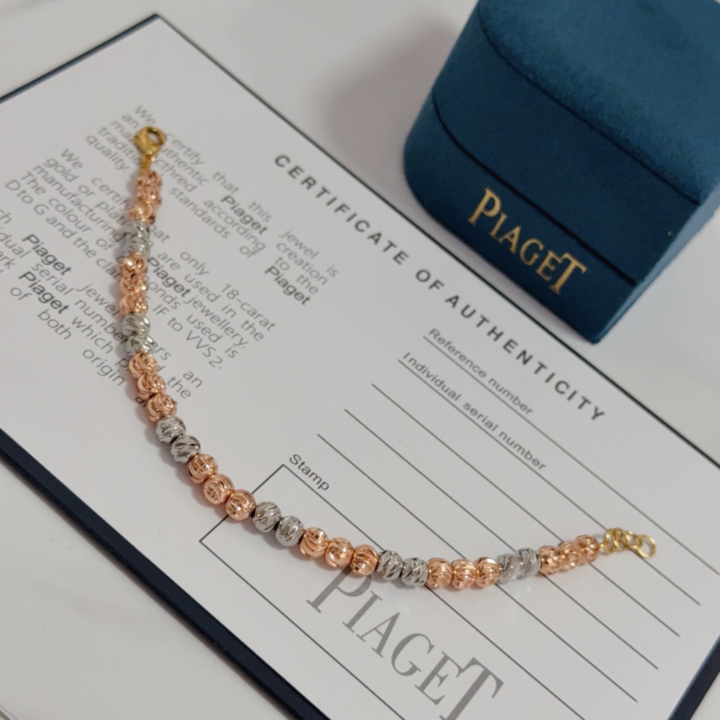 Piaget Possession Beaded Bracelet bracelet Tri-tone yellow gold clasp rose gold beads white gold beads no gemstones 18cm adjustable