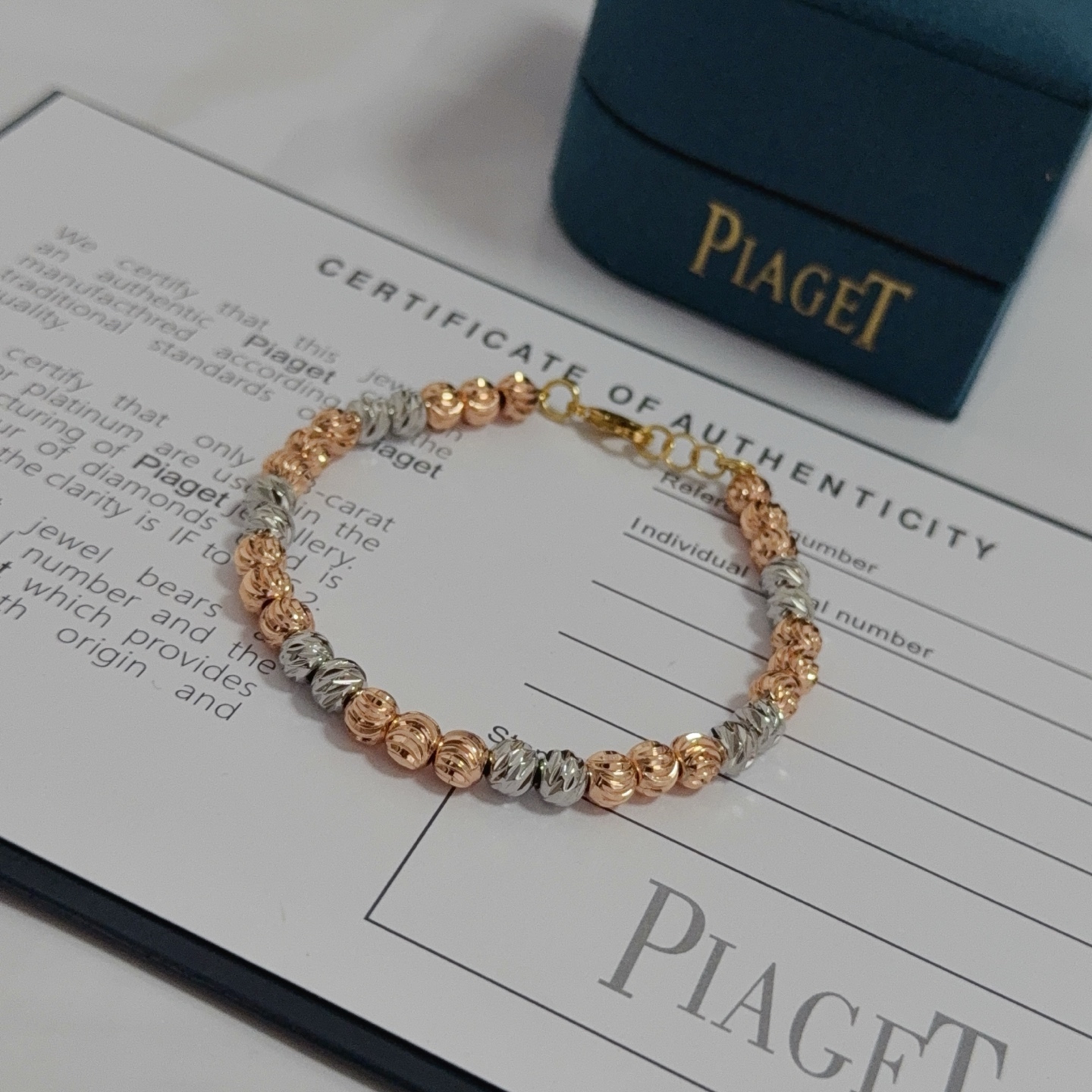 Piaget Possession Beaded Bracelet bracelet Tri-tone yellow gold clasp rose gold beads white gold beads no gemstones 18cm adjustable