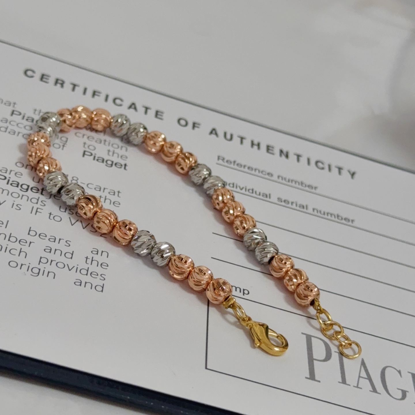Piaget Possession Beaded Bracelet bracelet Tri-tone yellow gold clasp rose gold beads white gold beads no gemstones 18cm adjustable