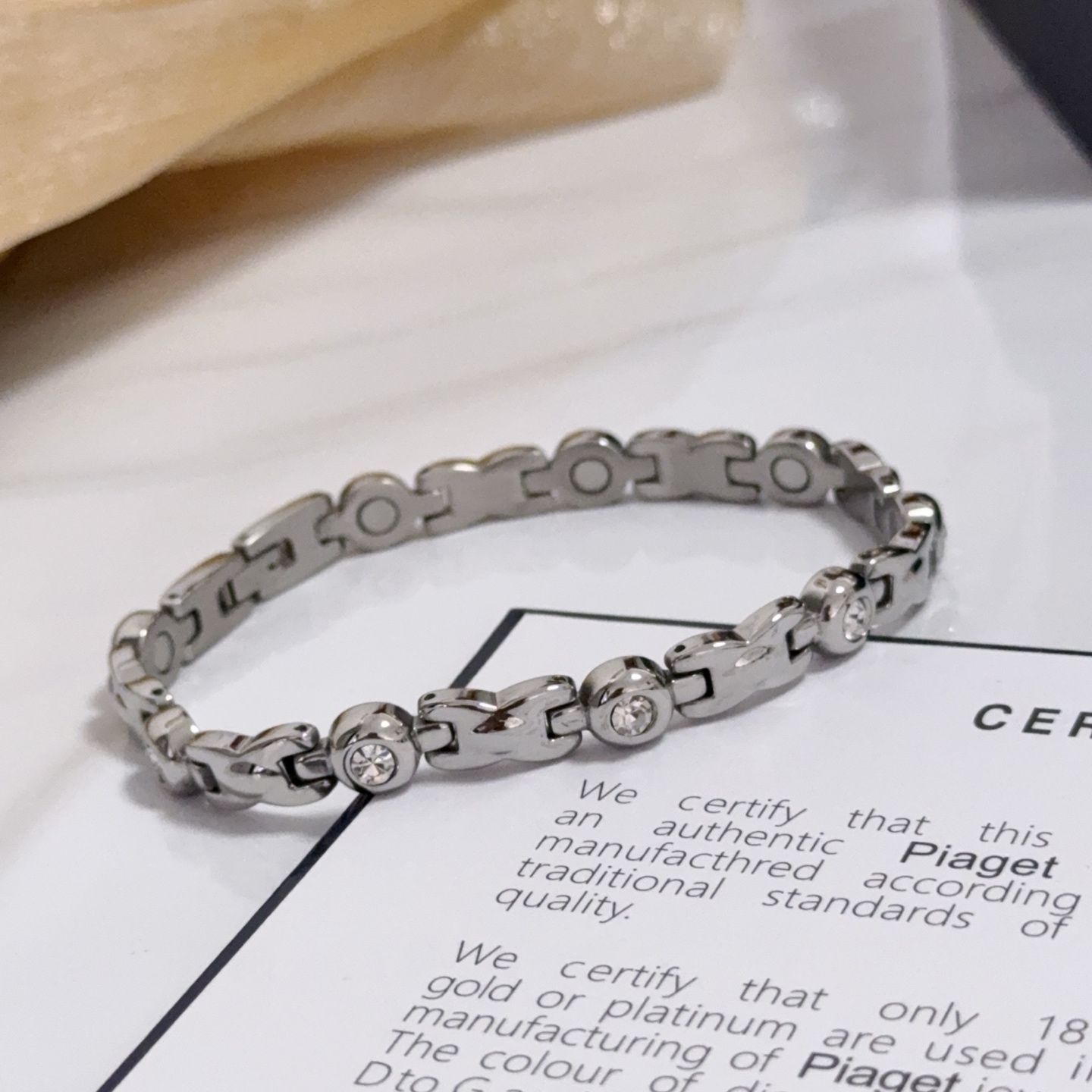 Piaget Possession bracelet silver-toned metal with clear faceted stones 17cm
