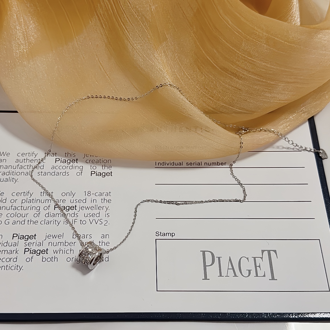 Piaget Possession necklace silver-toned white gold with clear diamond accents 42cm