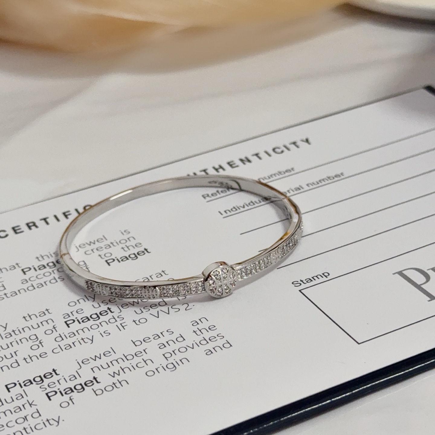 Piaget Possession bracelet 18k white gold pave set white diamonds 17cm