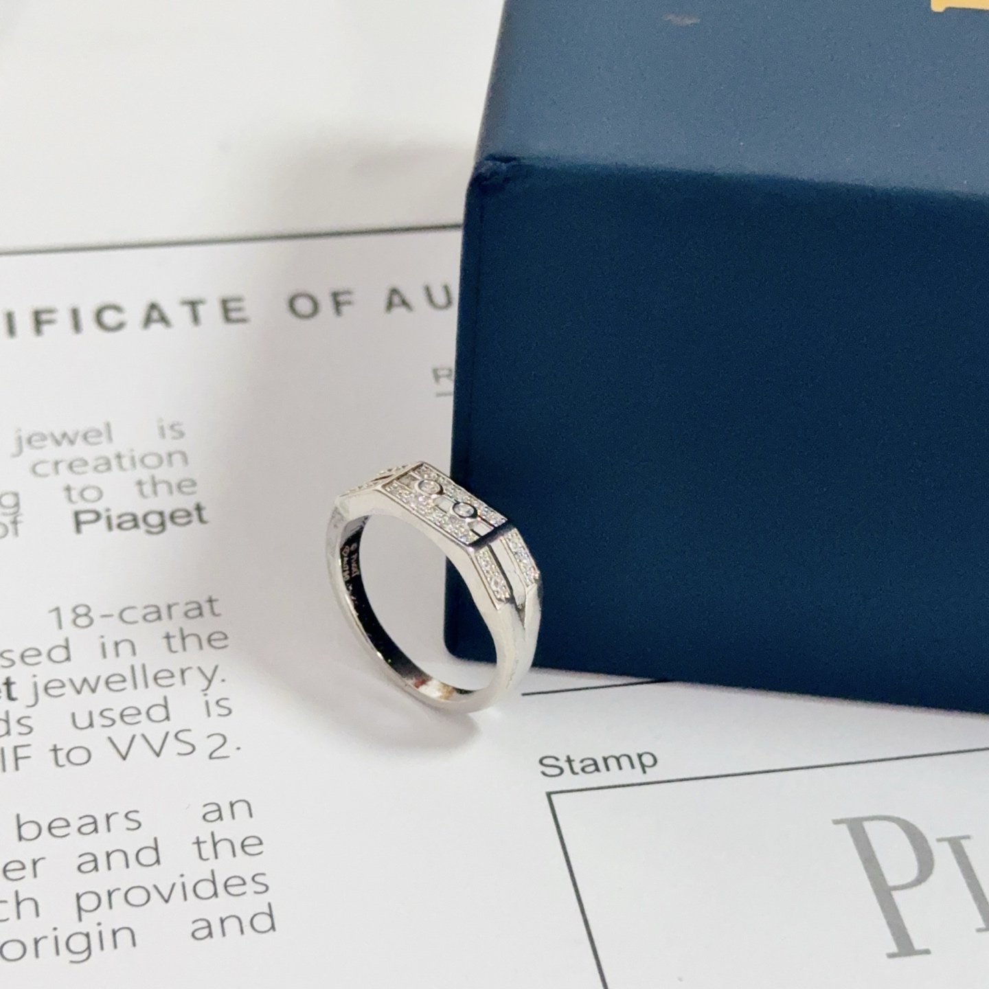 Piaget Possession ring 18k white gold with clear diamond accents US 7