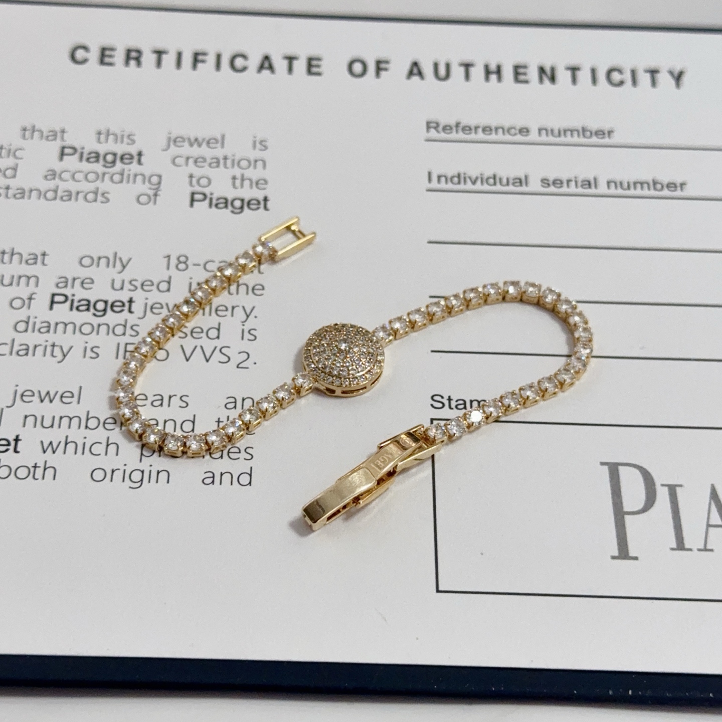 Piaget Possession bracelet 18k yellow gold pave set white diamonds 17cm