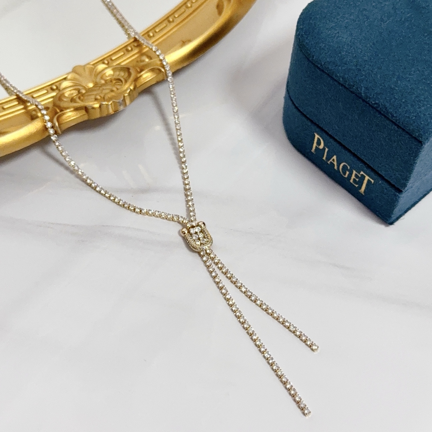 Piaget Possession Lariat Y Necklace necklace Yellow gold with clear diamond simulants 42cm