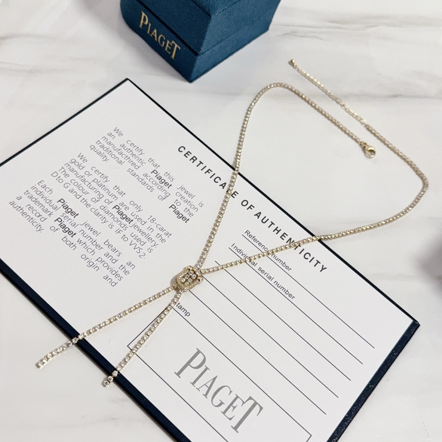Piaget Possession Lariat Y Necklace necklace Yellow gold with clear diamond simulants 42cm