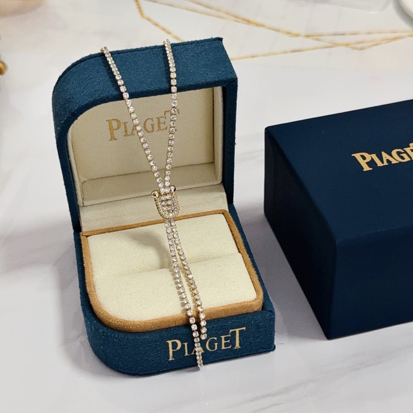 Piaget Possession Lariat Y Necklace necklace Yellow gold with clear diamond simulants 42cm