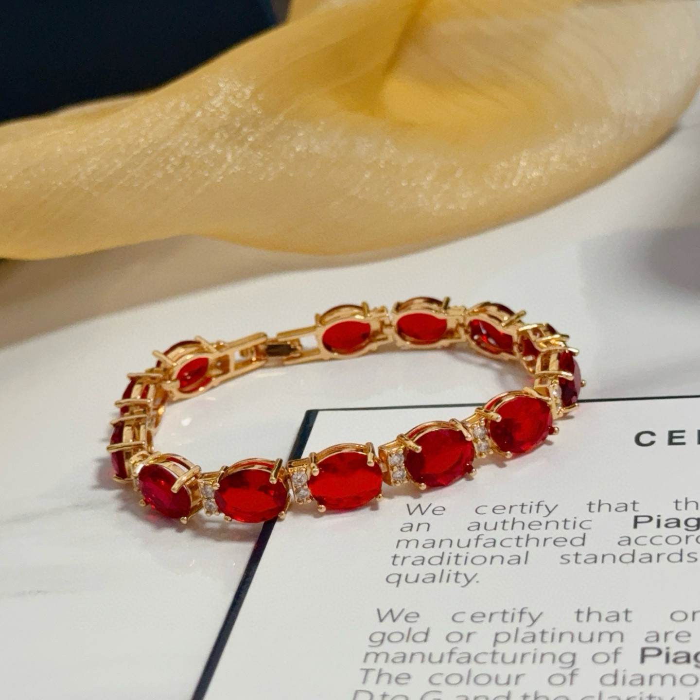 Piaget Oval Ruby Diamond Line Bracelet bracelet 18k rose gold vivid red ruby colorless diamond 18cm
