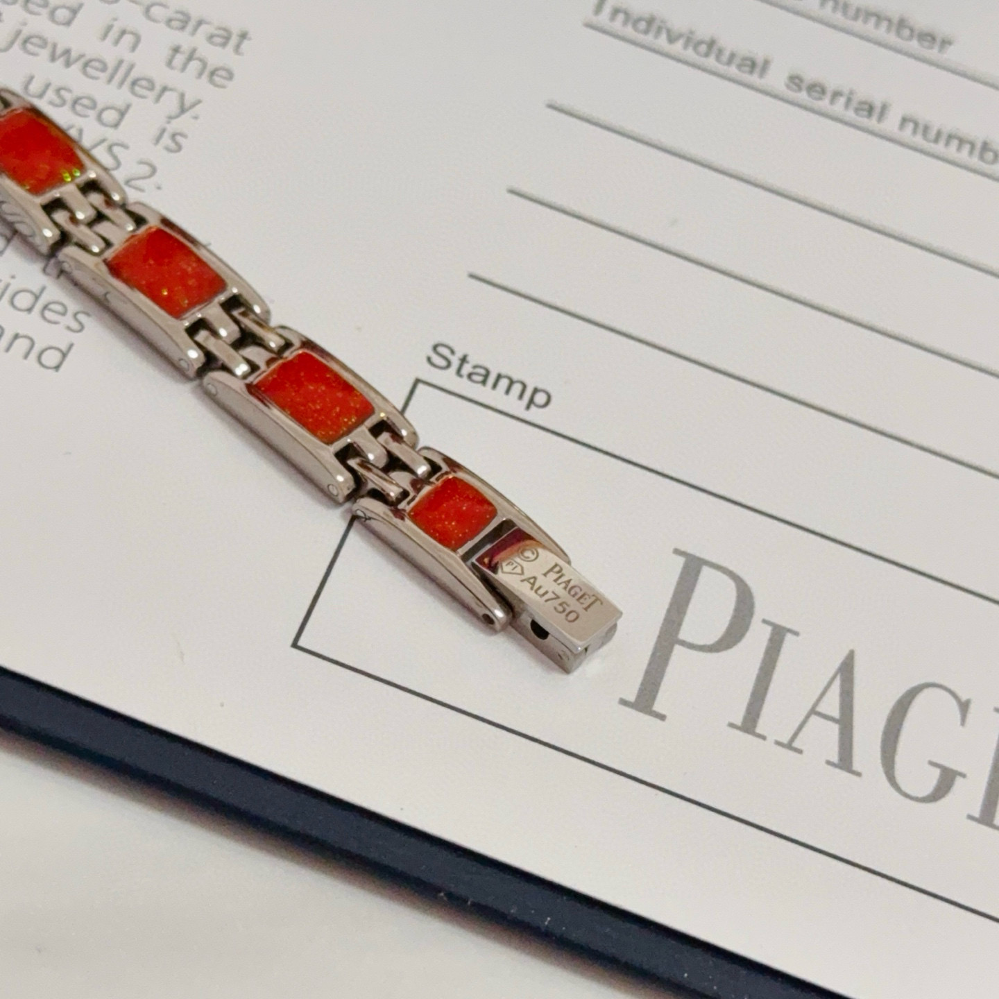 Piaget Magnetic Therapy Link Bracelet bracelet Silver-tone metal with red square inlays black and red magnetic accents 21cm