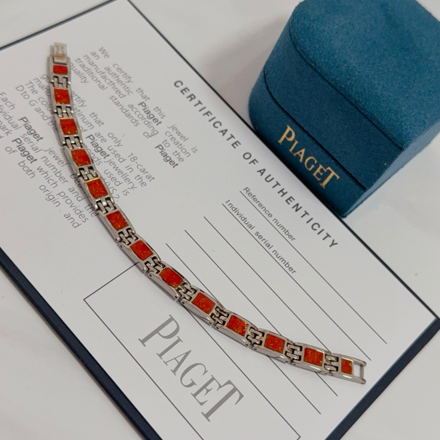 Piaget Magnetic Therapy Link Bracelet bracelet Silver-tone metal with red square inlays black and red magnetic accents 21cm