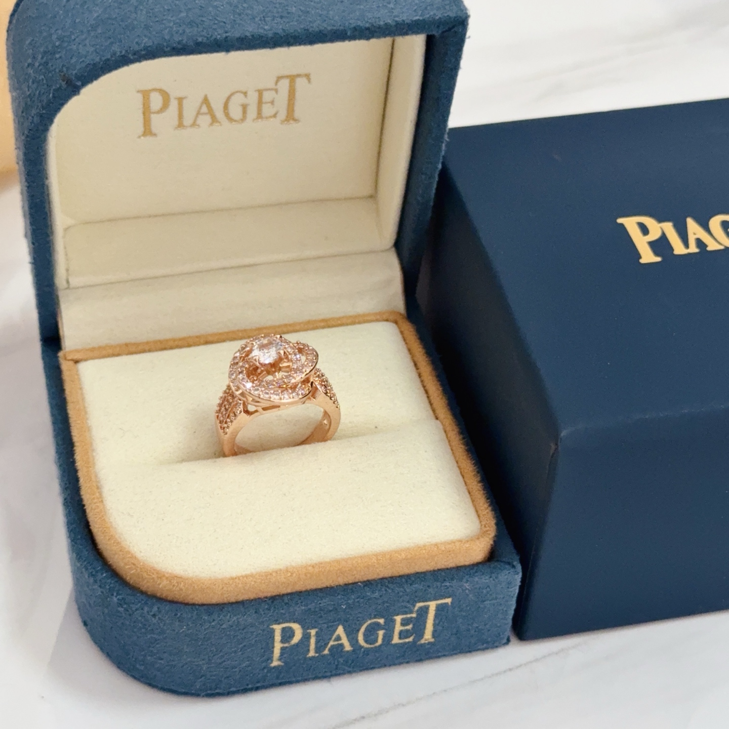 Piaget Rose Passion ring Rose gold with clear diamond simulants US 7