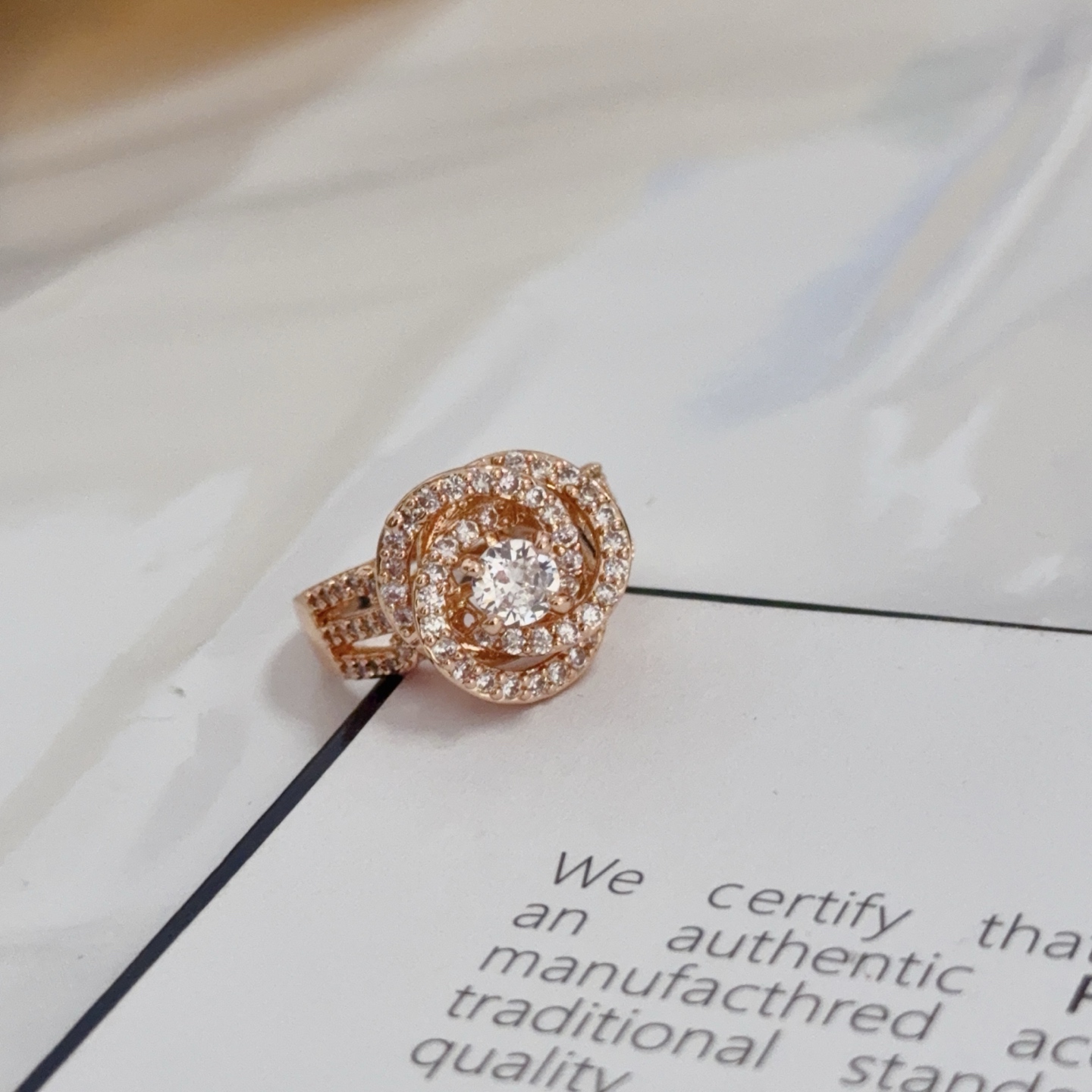 Piaget Rose Passion ring Rose gold with clear diamond simulants US 7