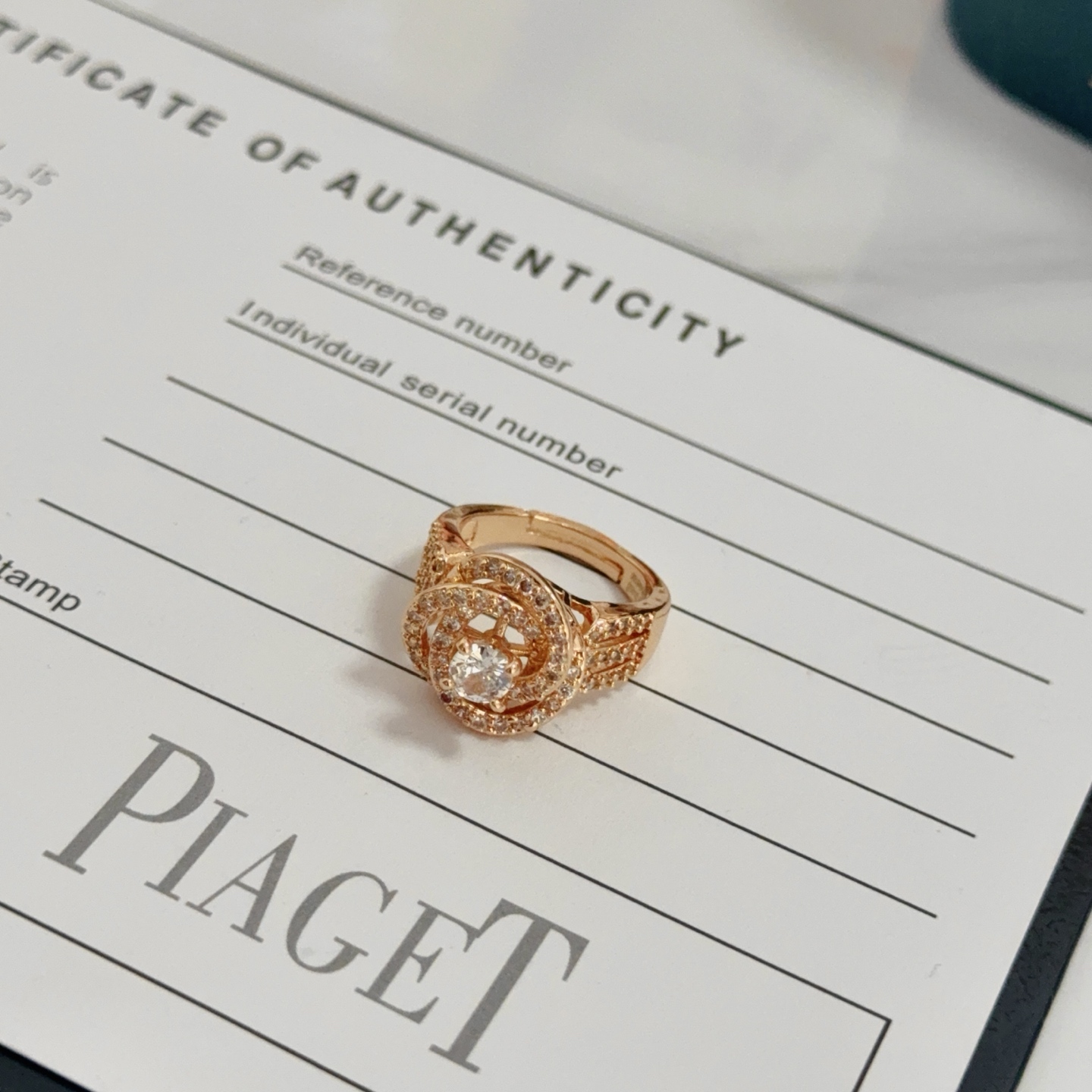 Piaget Rose Passion ring Rose gold with clear diamond simulants US 7