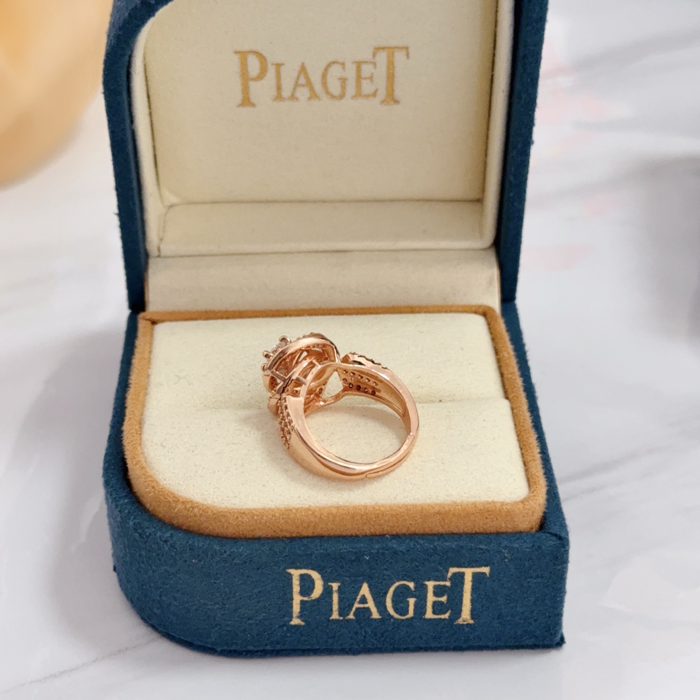 Piaget Rose Passion ring Rose gold with clear diamond simulants US 7