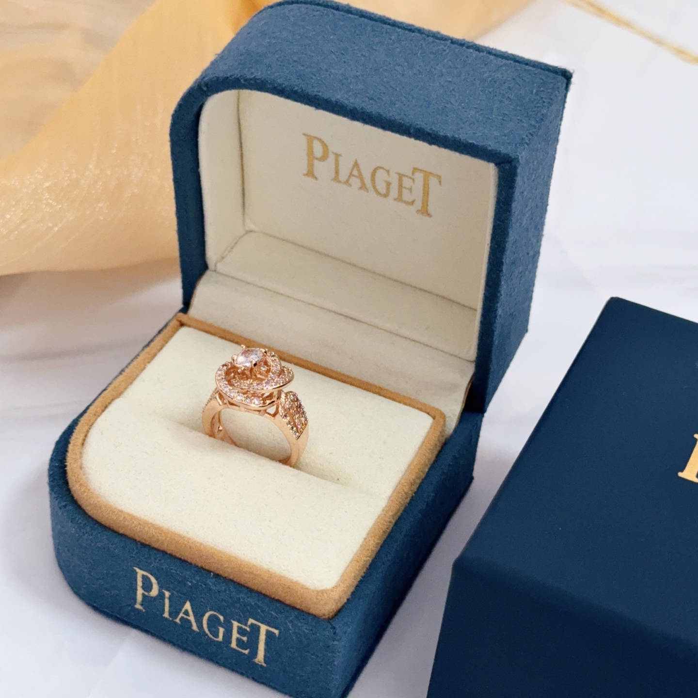 Piaget Rose Passion ring Rose gold with clear diamond simulants US 7