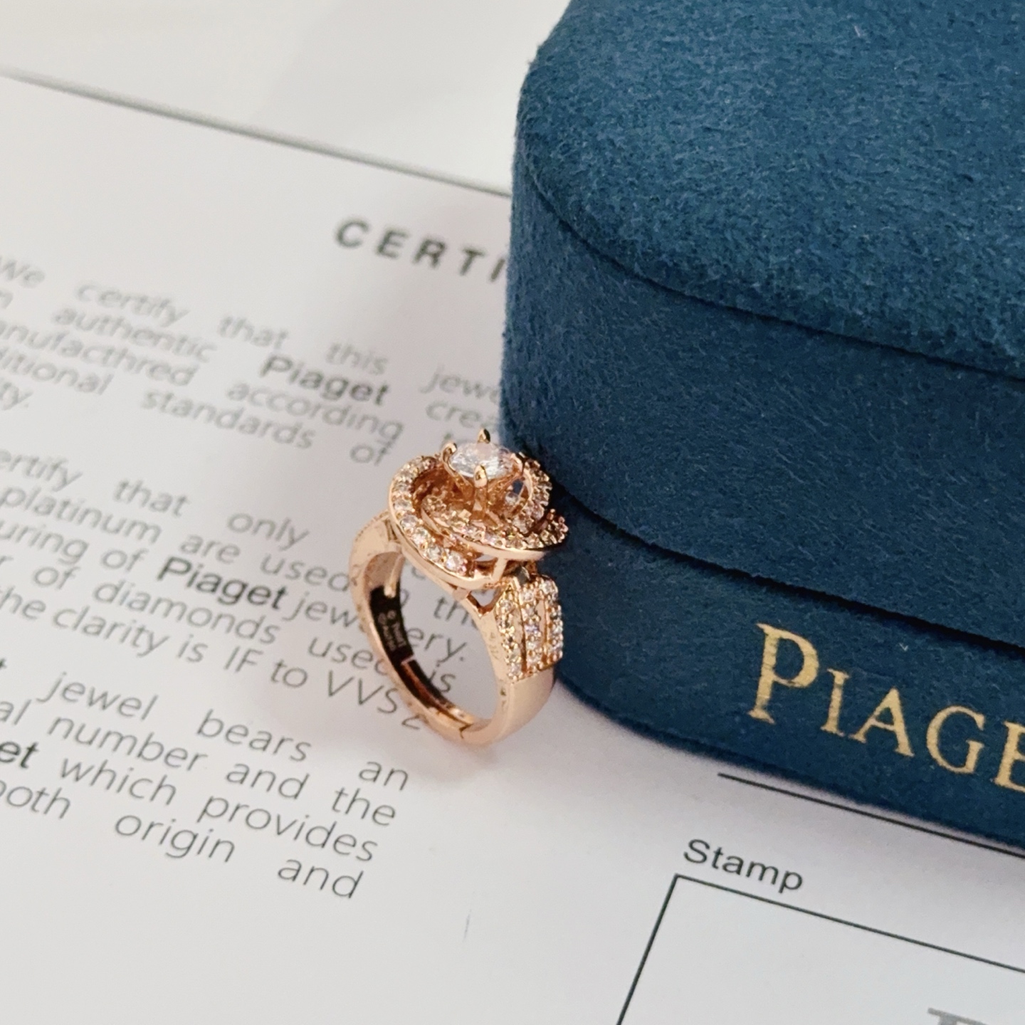 Piaget Rose Passion ring Rose gold with clear diamond simulants US 7